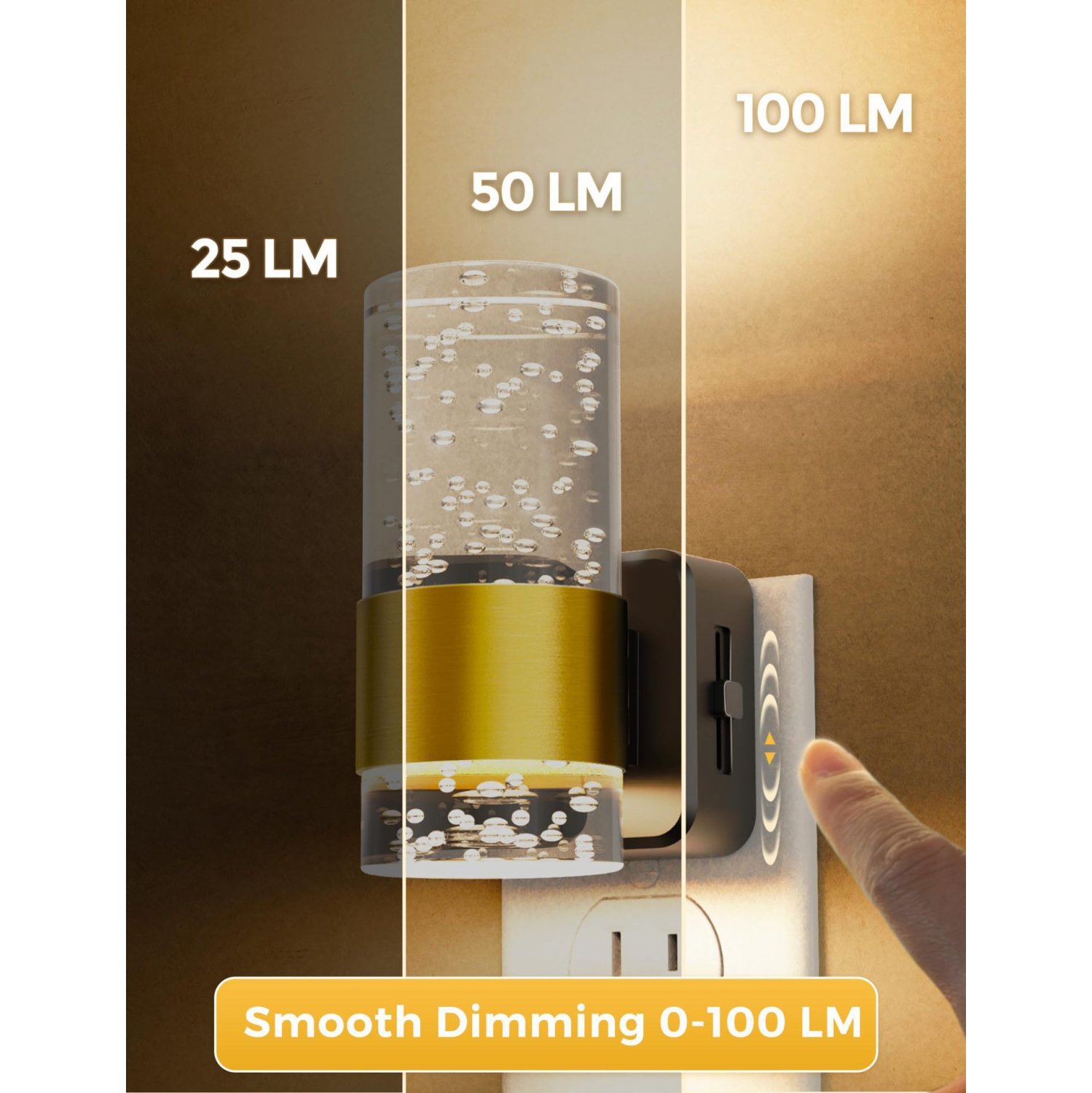 Veilleuse LED murale 3000K, éclairage mural à induction contrôlé, luminosité réglable 0–100LM, idéale pour la cuisine, la chambre et les escaliers