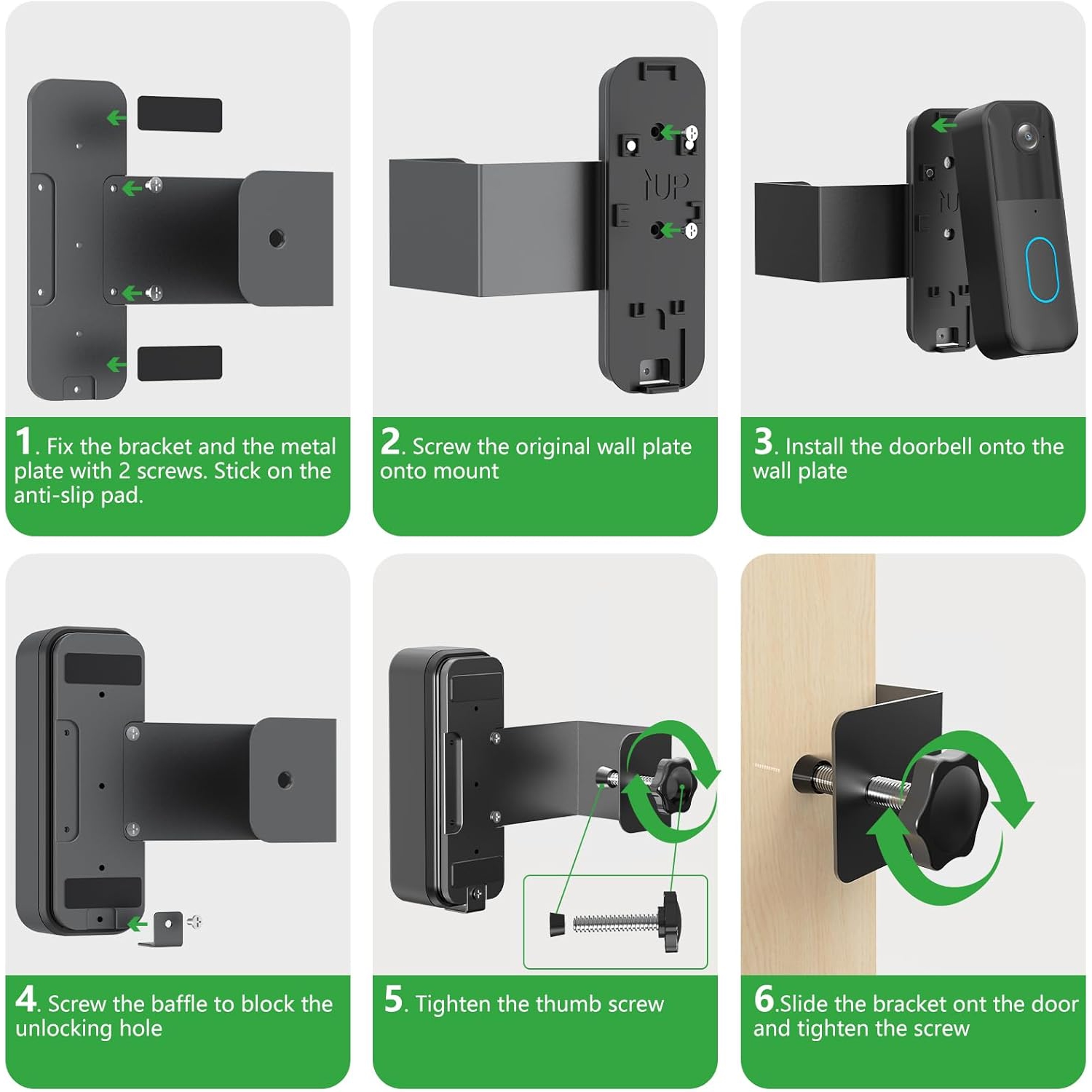 Support de sonnette antivol, support de porte sans perceuse pour sonnette vidéo de Blink, support de sonnette fixe d'appartement pour sonnette de