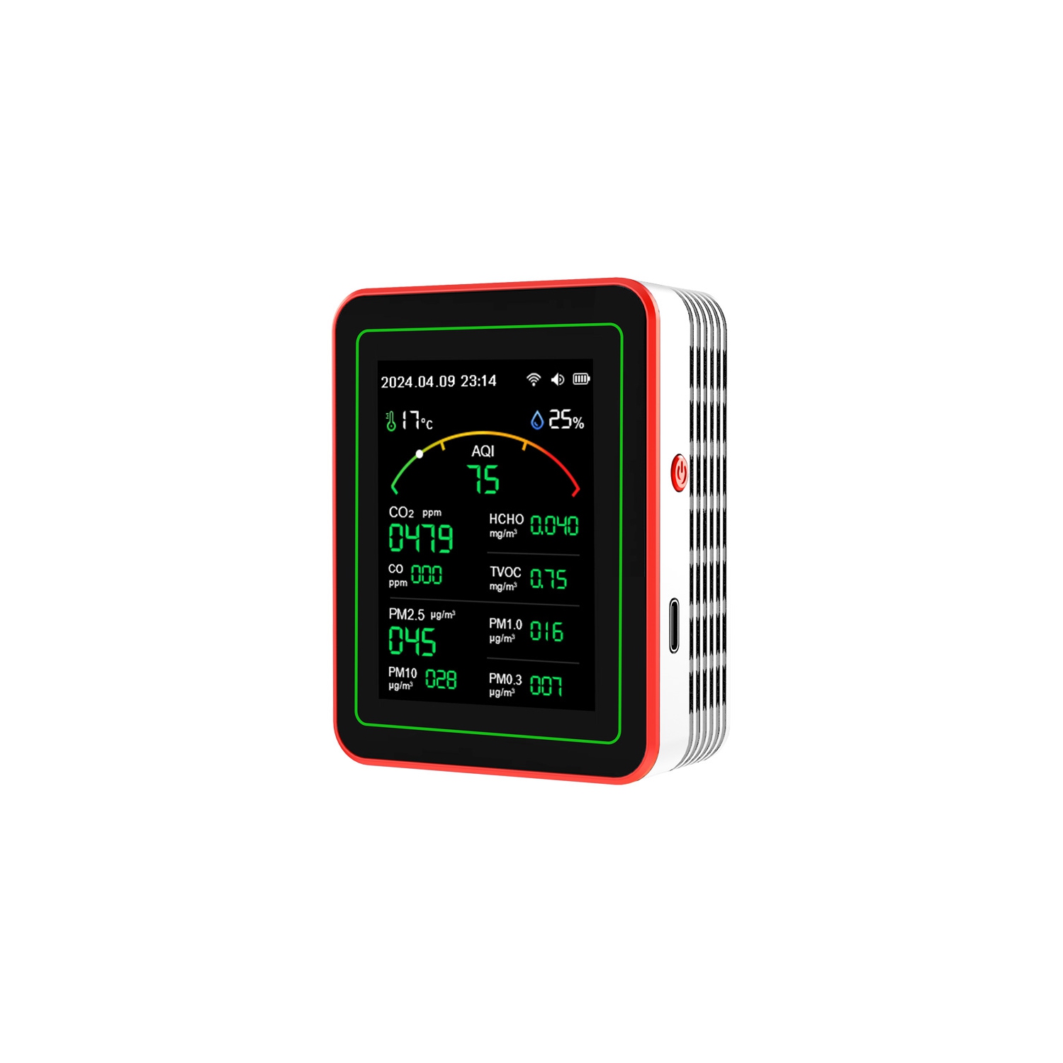 Air quality monitor-10 tests|Built-in multiple high-precision sensors|2.8' ultra-clear color screen|Wi-Fi smart connection|Ultra-long battery life