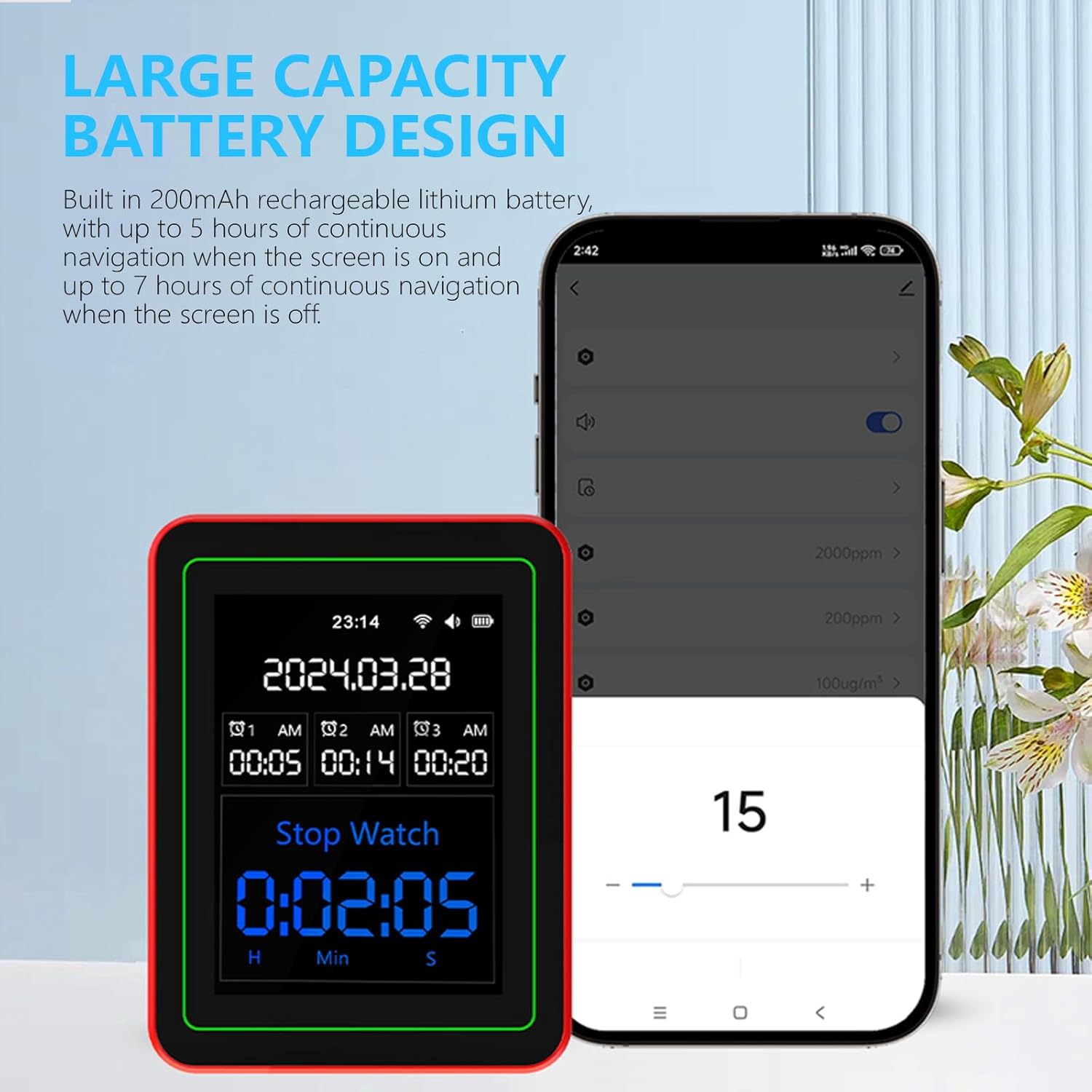 Air quality monitor-10 tests|Built-in multiple high-precision sensors|2.8' ultra-clear color screen|Wi-Fi smart connection|Ultra-long battery life