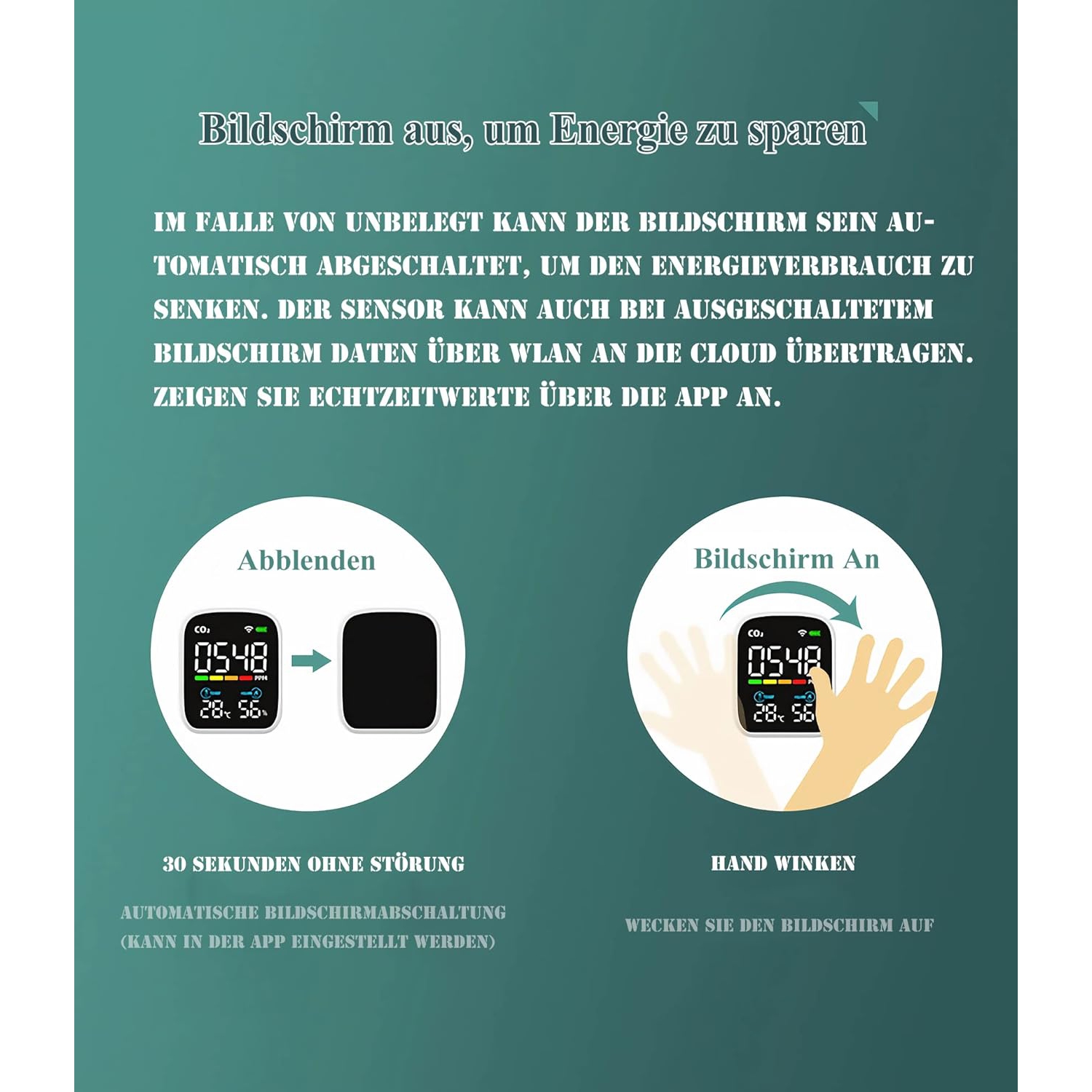 Moniteur de qualité de l'air&nbsp;: surveille CO₂, température, humidité, affichage LED, étalonnage automatique, Connexion Wi-Fi, chargement de type