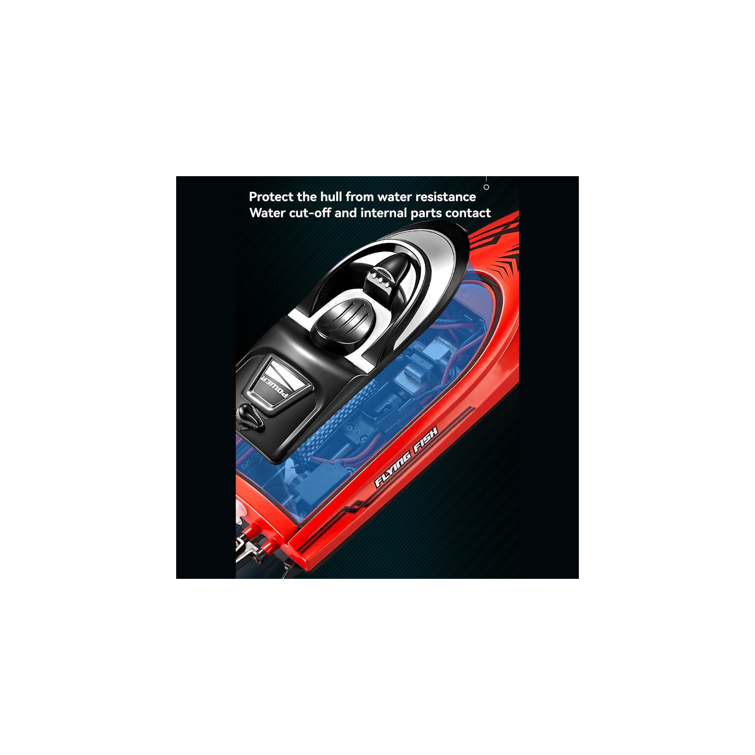 Bateau téléguidé, bateau-jouet aquatique, bateau-jouet de 2,4 GHz à commande rapide télécommandé avec lumière - rouge