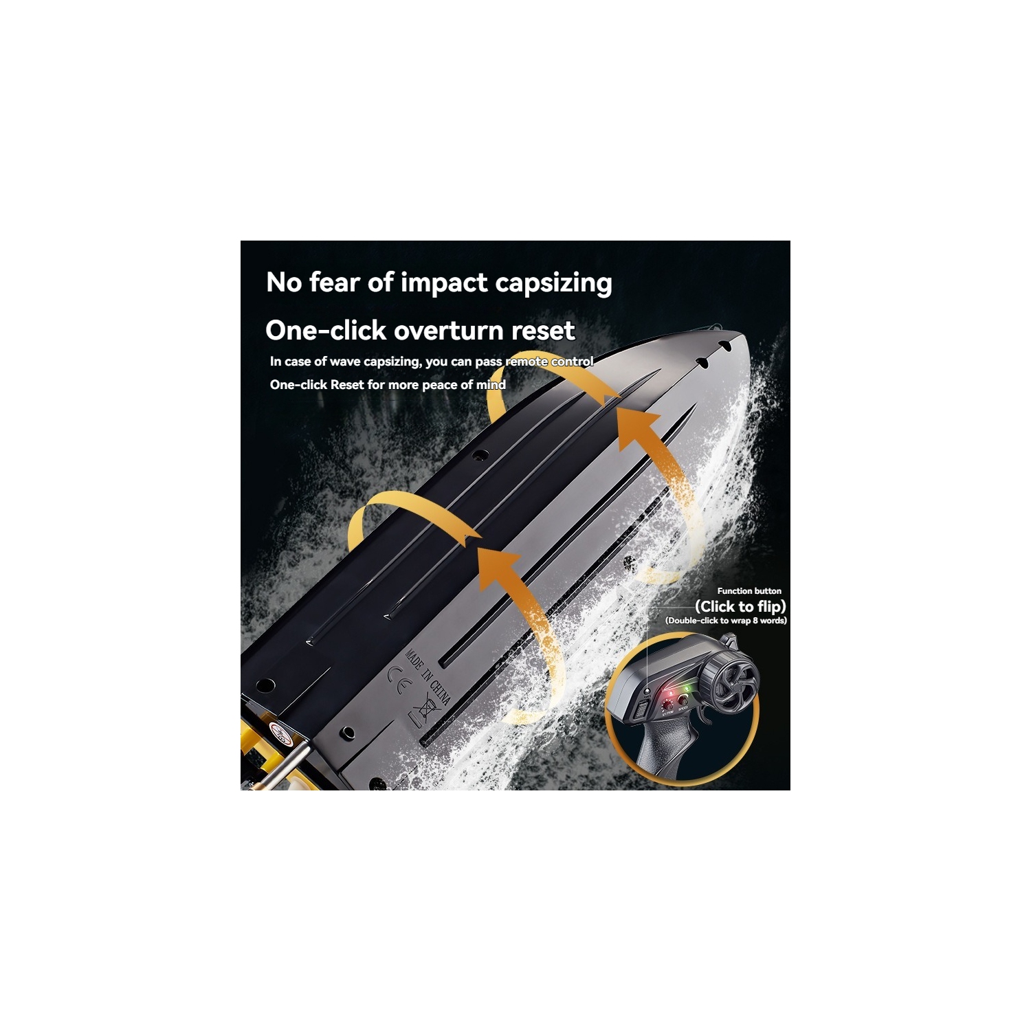 Bateau téléguidé, bateau-jouet aquatique, bateau-jouet de 2,4 GHz à commande rapide télécommandé avec lumière - rouge