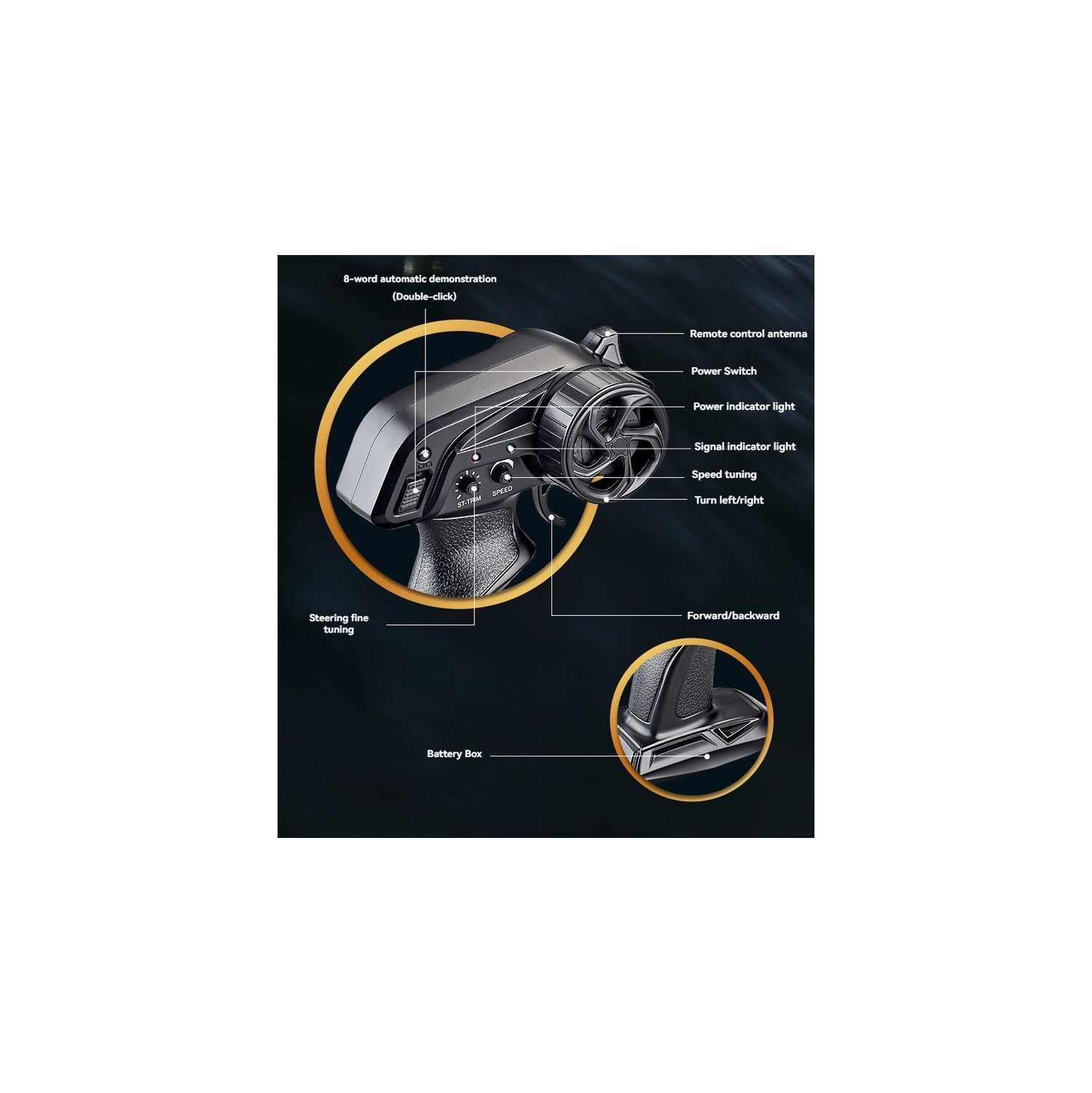 Bateau téléguidé, bateau-jouet aquatique, bateau-jouet de 2,4 GHz à commande rapide télécommandé avec lumière - rouge