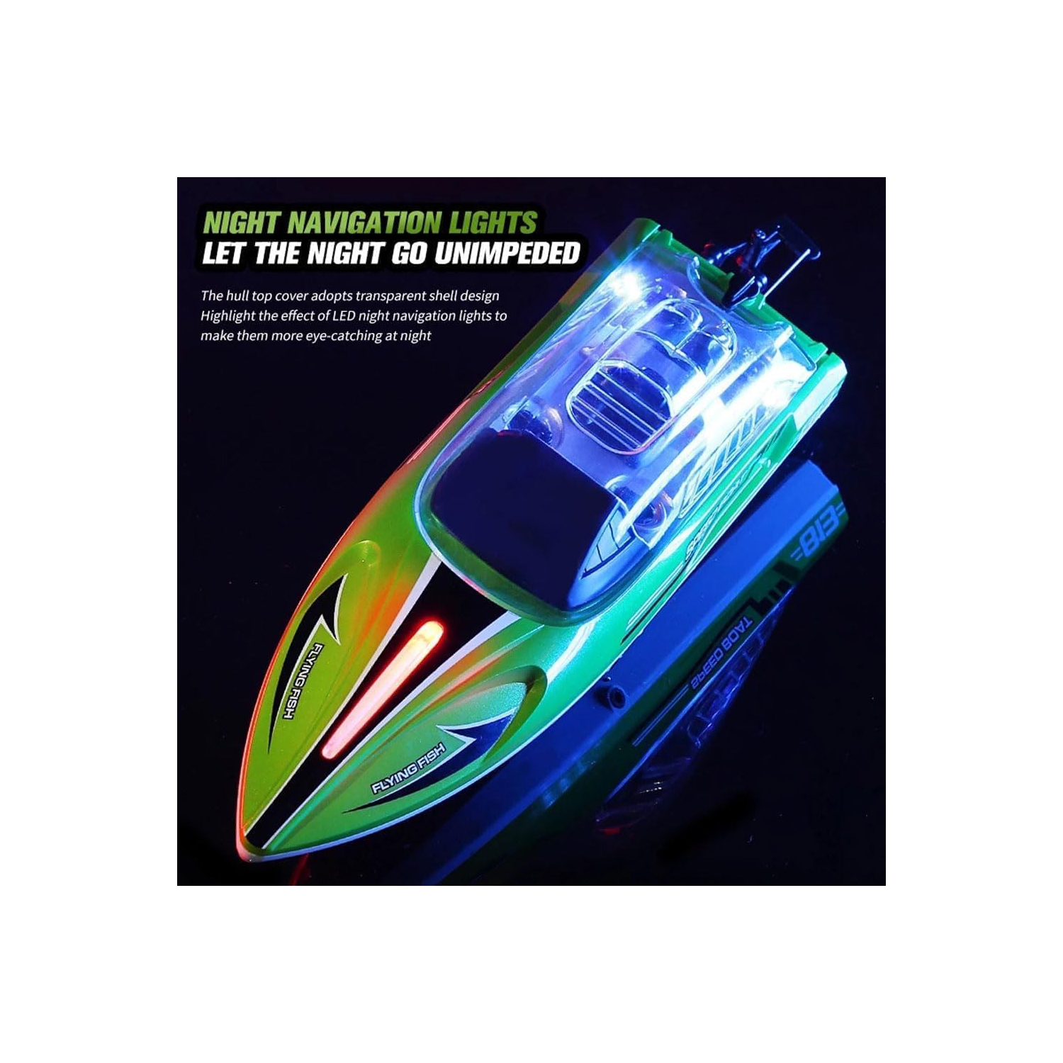 Bateau téléguidé 2.4G Jouets à eau électriques pour enfants avec lumières Bateau haute vitesse télécommandé, équipé d'une batterie 1100 mAh,