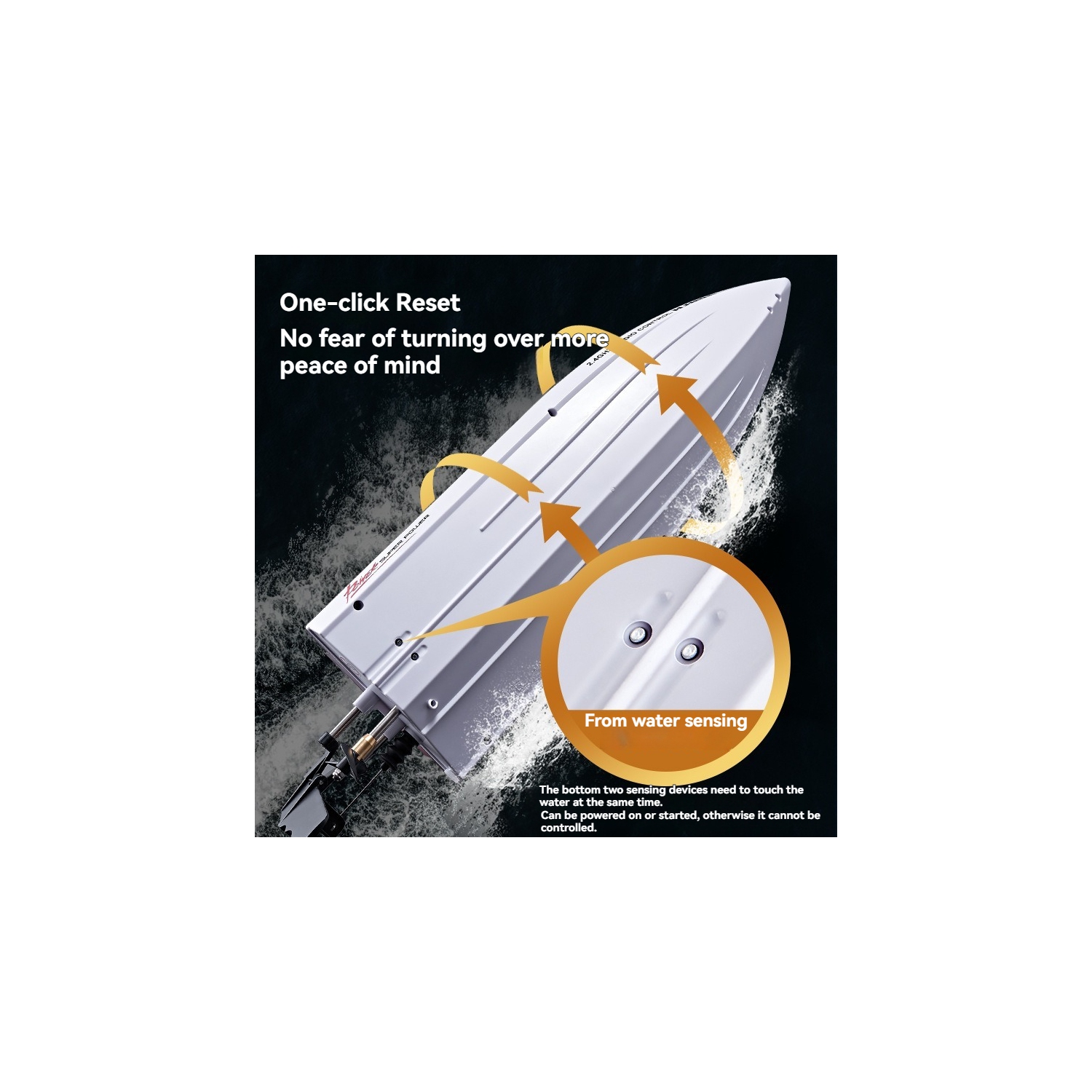 Bateau téléguidé bateau bateau jouet à voile modèle de yacht jouet bateau navigation nocturne lumières auto-retournement rapide hors-bord - noir