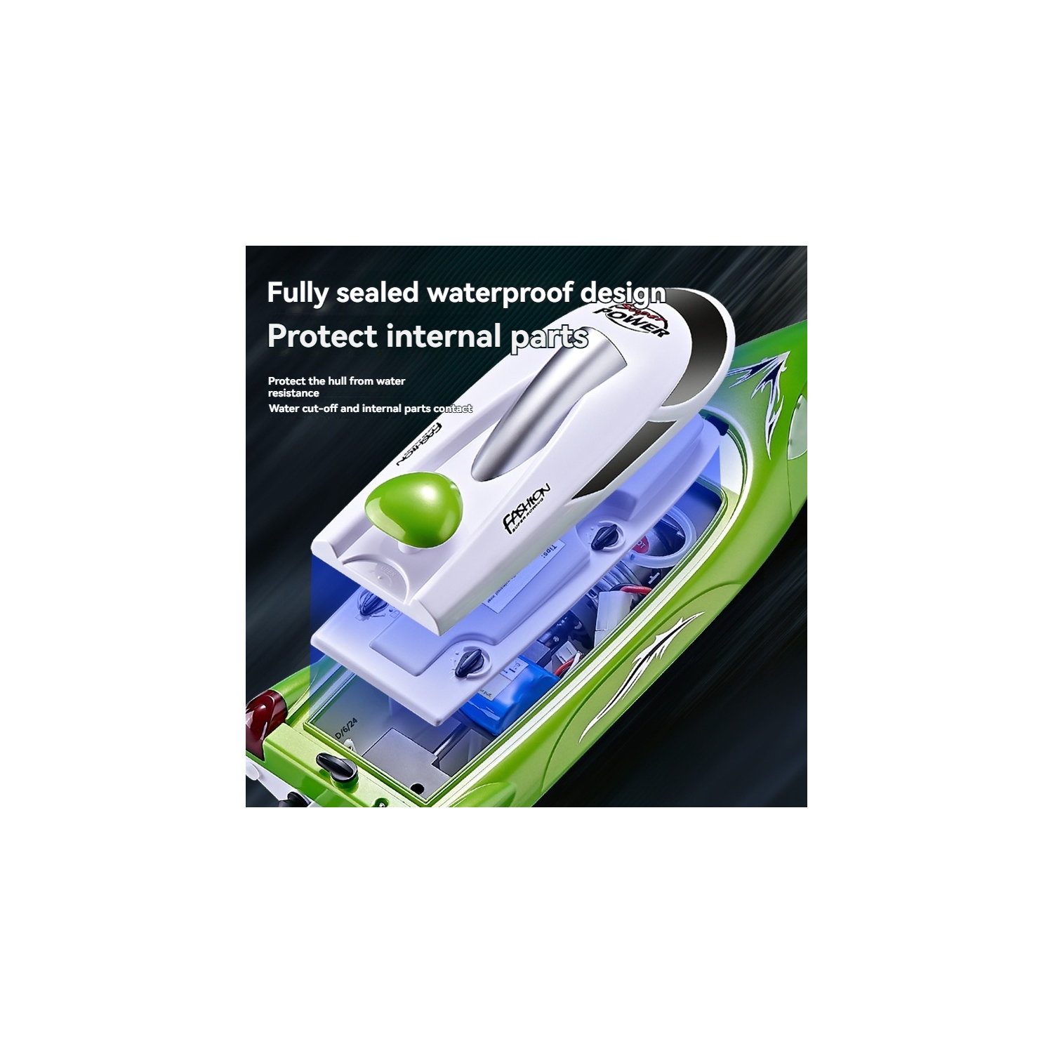 Bateau téléguidé bateau bateau jouet à voile modèle de yacht jouet bateau navigation nocturne lumières auto-retournement rapide hors-bord - noir