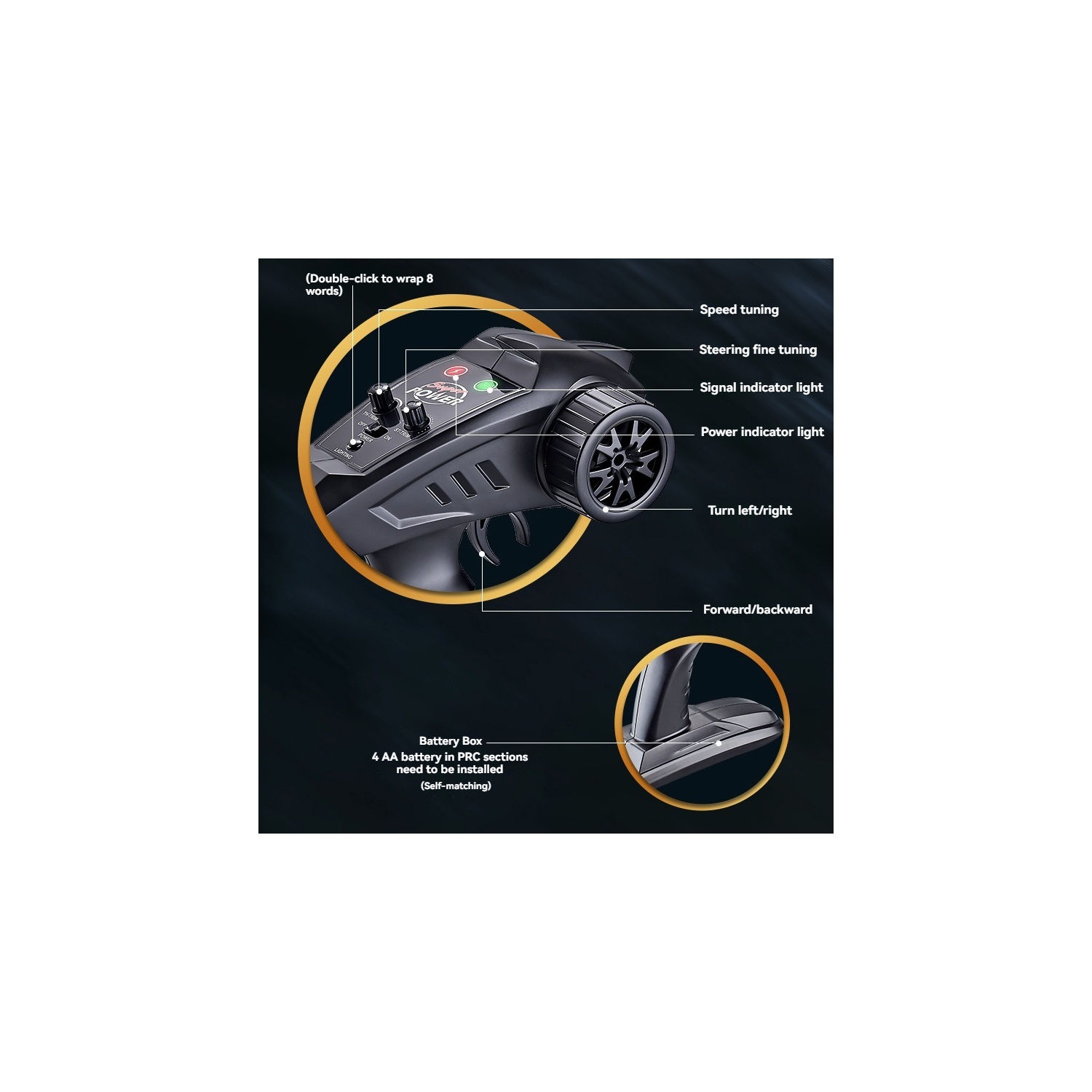 Bateau téléguidé bateau bateau jouet à voile modèle de yacht jouet bateau navigation nocturne lumières auto-retournement rapide hors-bord - noir