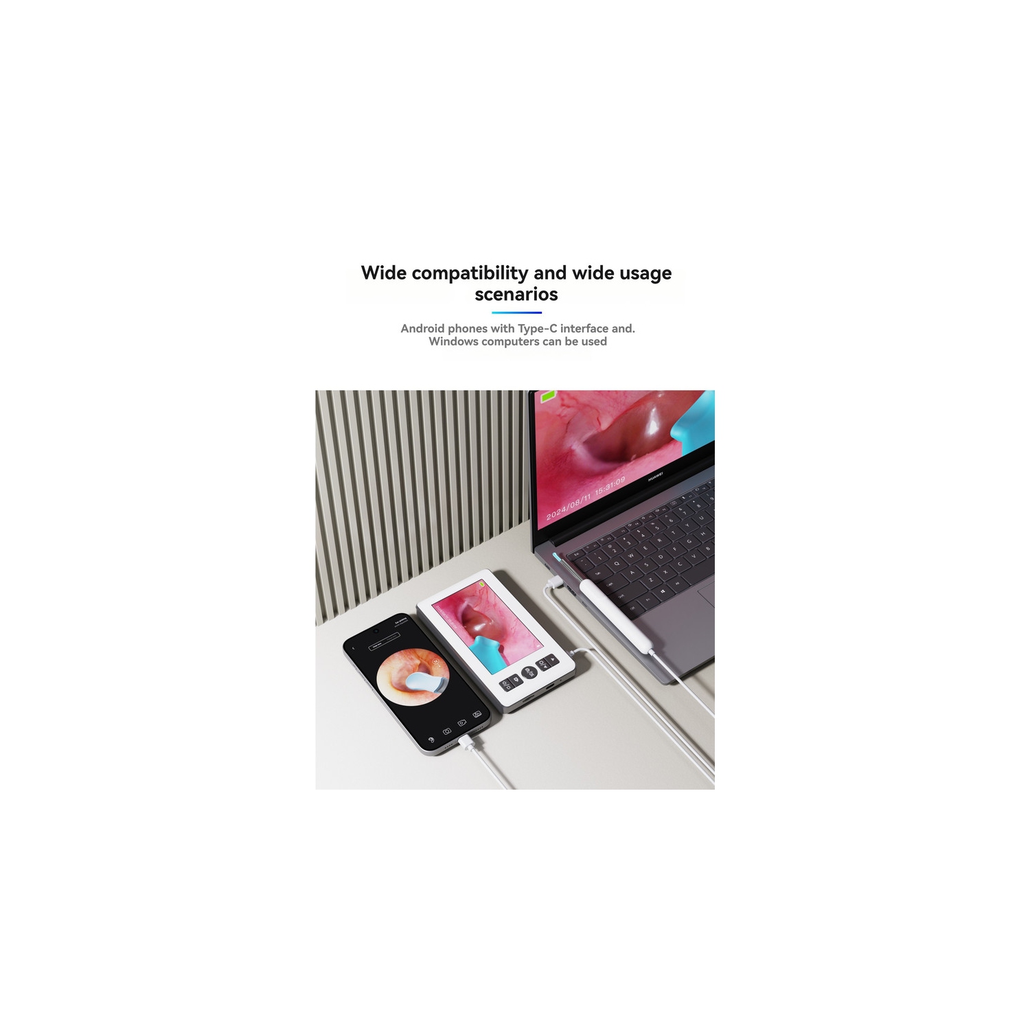 4.3-inch 1080P HD IPS Ear Cleaning Camera with 6 LED Endoscope and 3.5mm Camera