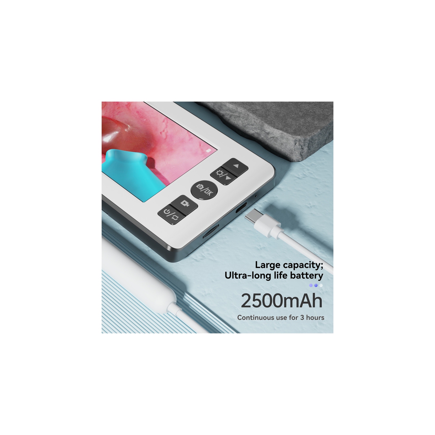 4.3-inch 1080P HD IPS Ear Cleaning Camera with 6 LED Endoscope and 3.5mm Camera