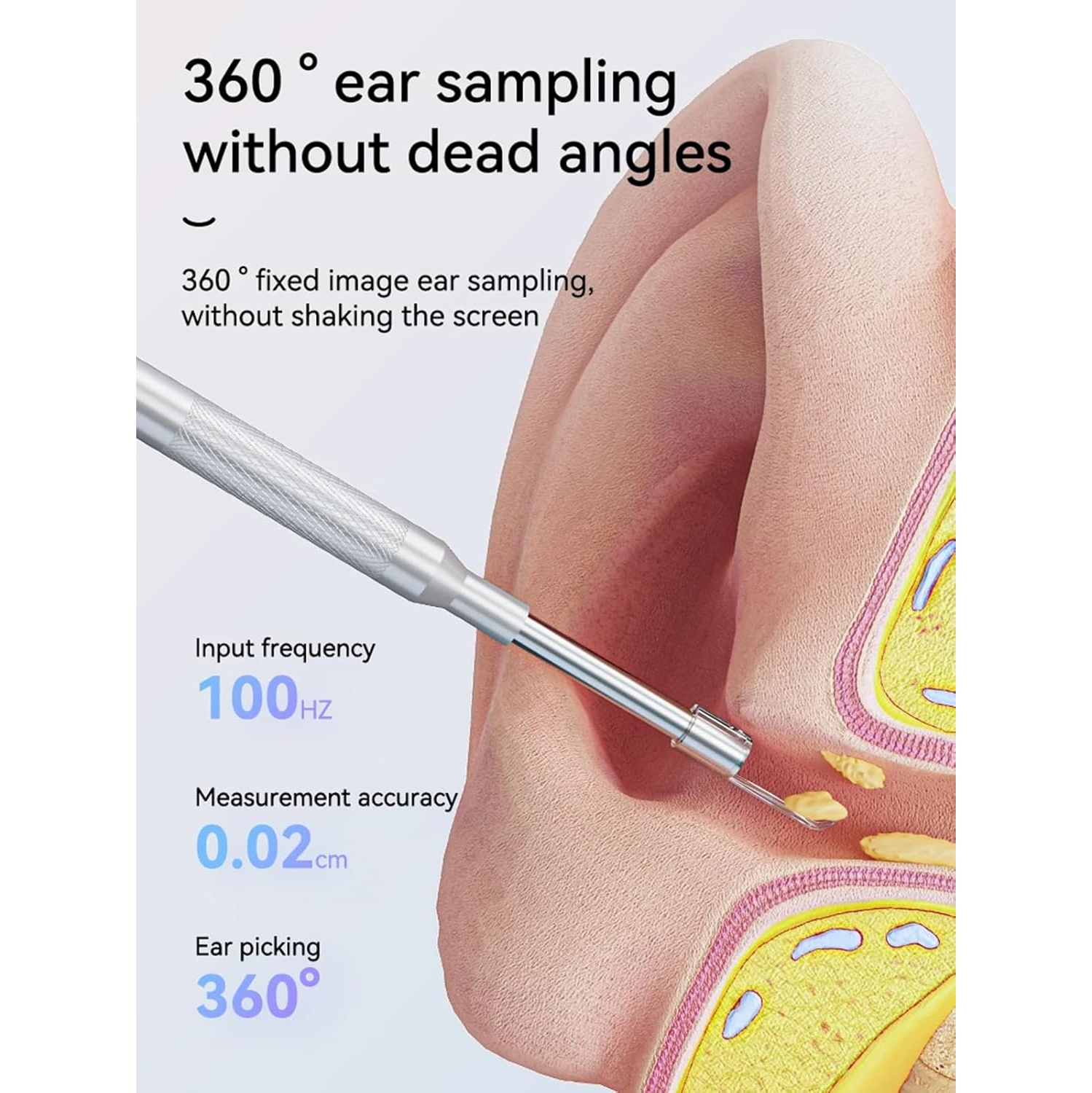 Caméra otoscope numérique, objectif 3,9&nbsp;mm, écran de 4,3&nbsp;po, endoscope visuel de cuillère à oreille, batterie rechargeable 2600&nbsp;mAh