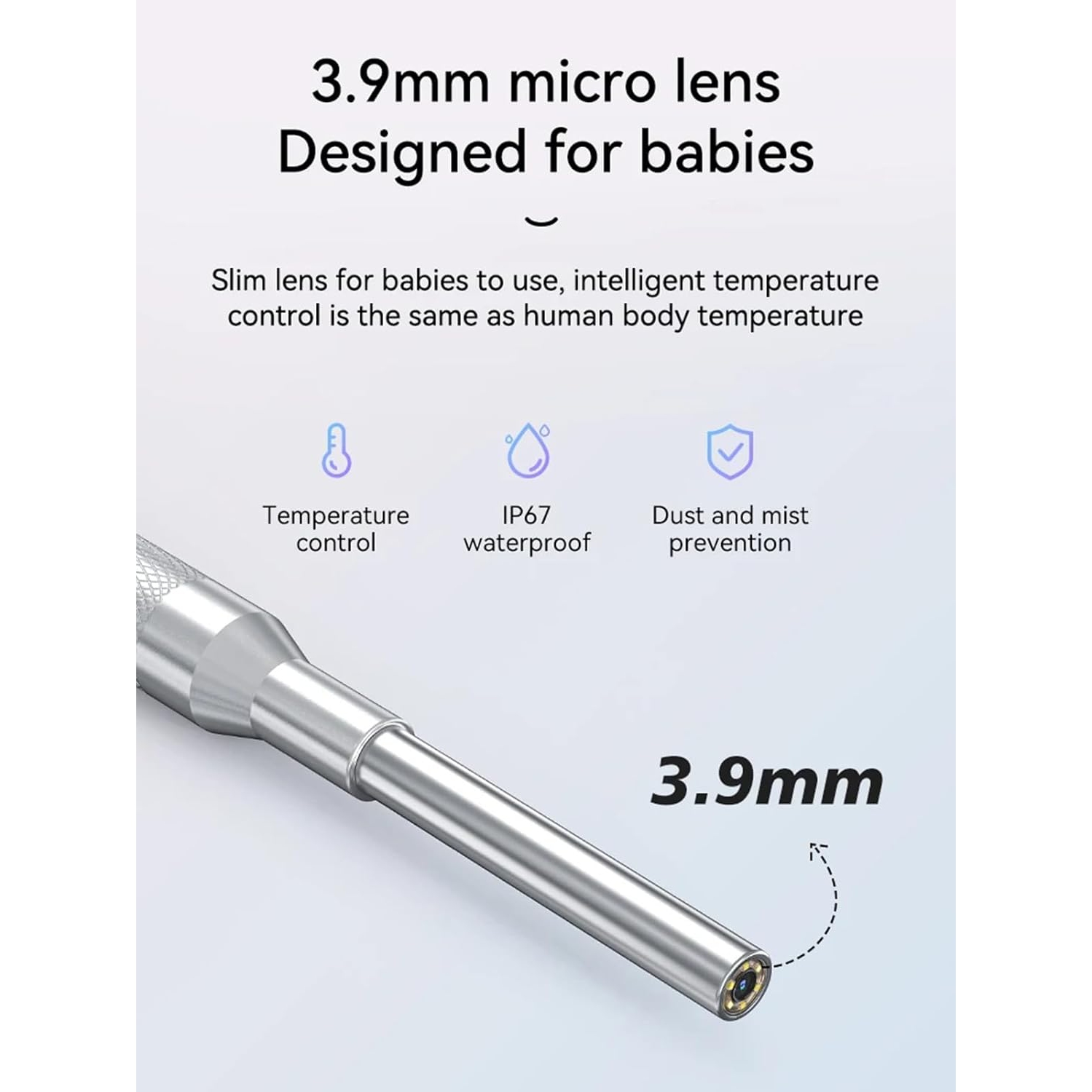 Caméra otoscope numérique, objectif 3,9&nbsp;mm, écran de 4,3&nbsp;po, endoscope visuel de cuillère à oreille, batterie rechargeable 2600&nbsp;mAh