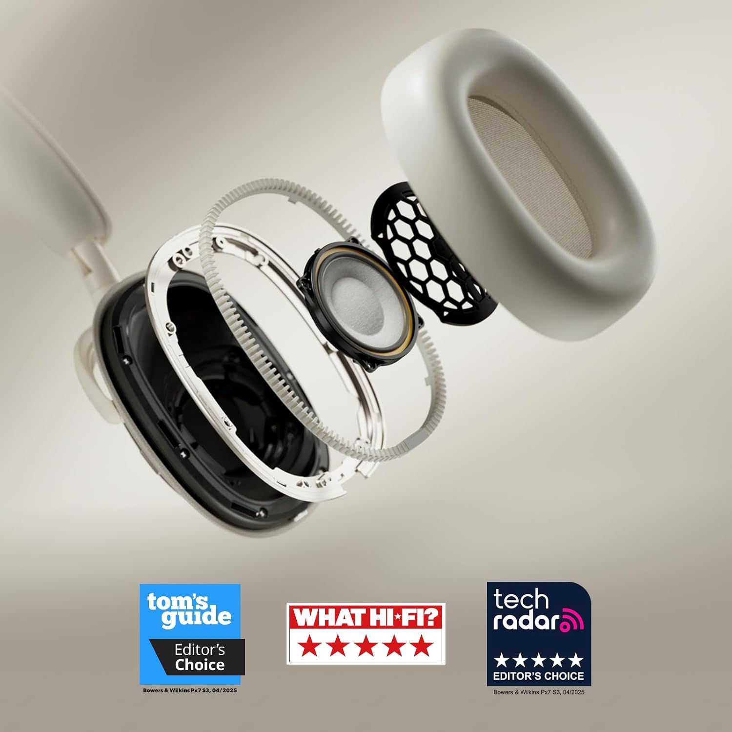 Bowers & Wilkins Px7 S3 Over-Ear Headphones, High-Resolution Sound, Comfortable Fit, Bluetooth, Active Noise Cancelling & Transparency Mode, 30-Hour