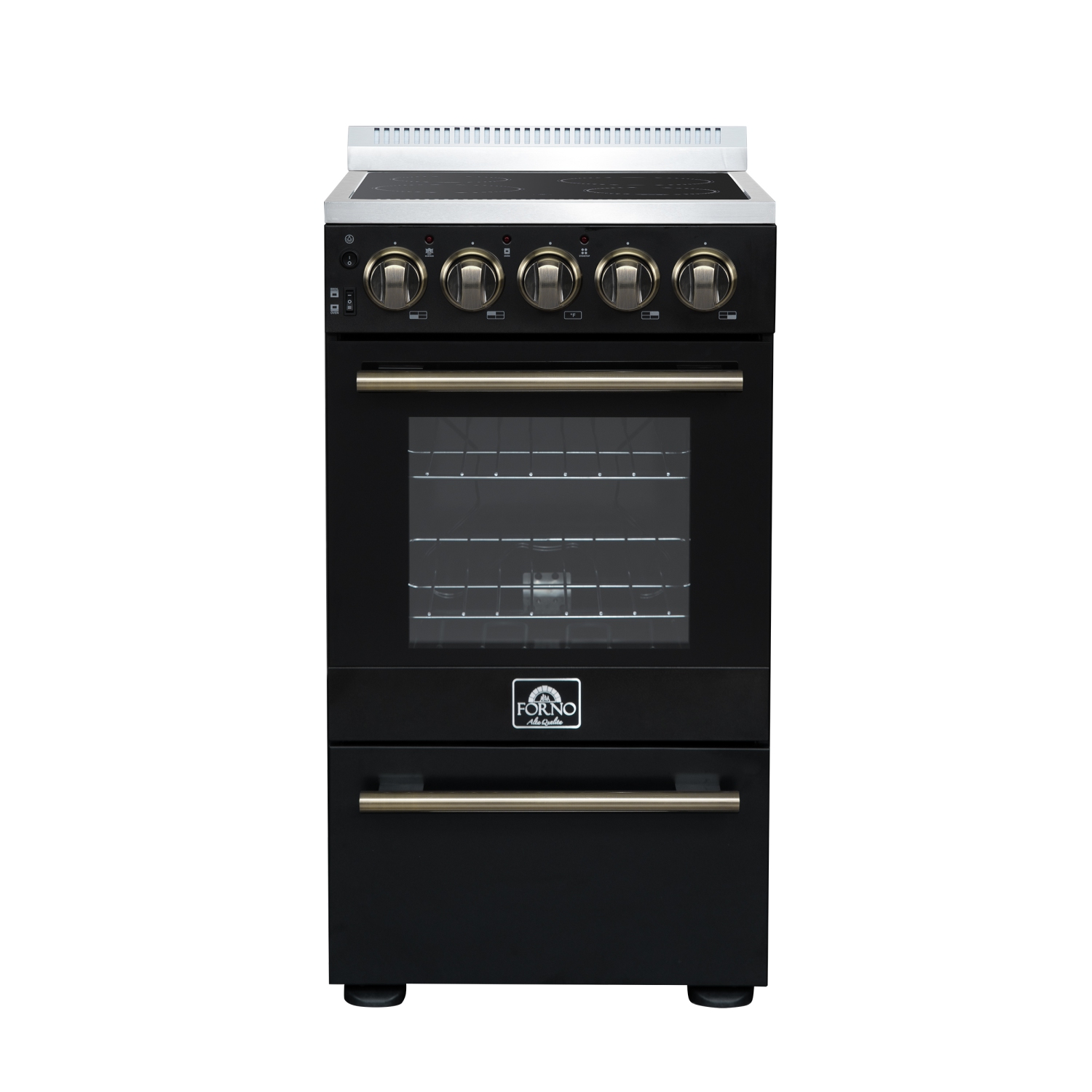 Cuisinière électrique autonome de 20&nbsp;po de Forno Pallerano en noir, version Canada, prise et cordon inclus