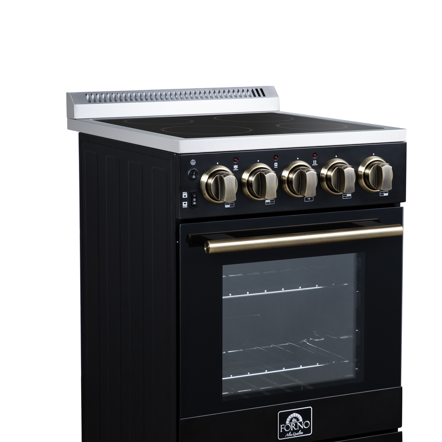 Cuisinière électrique autonome de 20&nbsp;po de Forno Pallerano en noir, version Canada, prise et cordon inclus