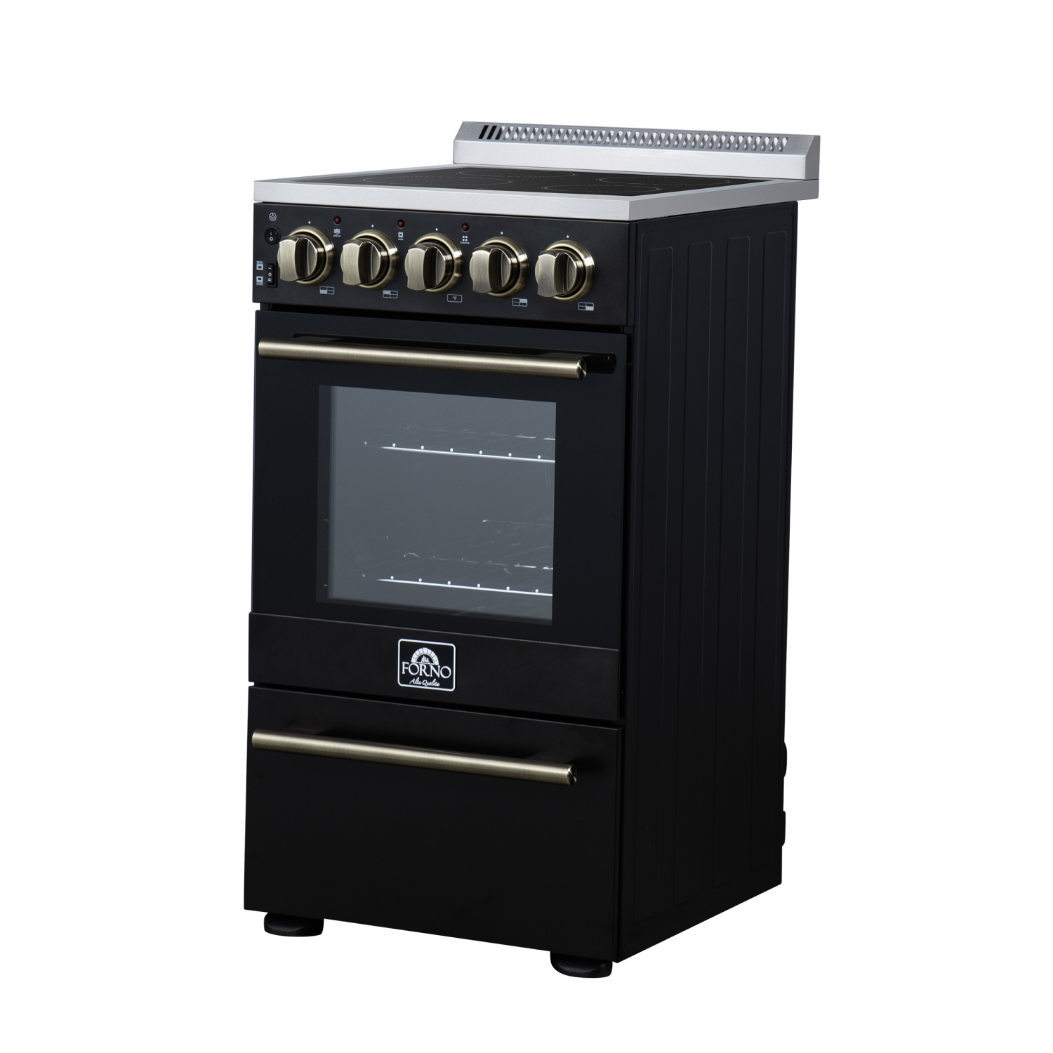 Cuisinière électrique autonome de 20&nbsp;po de Forno Pallerano en noir, version Canada, prise et cordon inclus