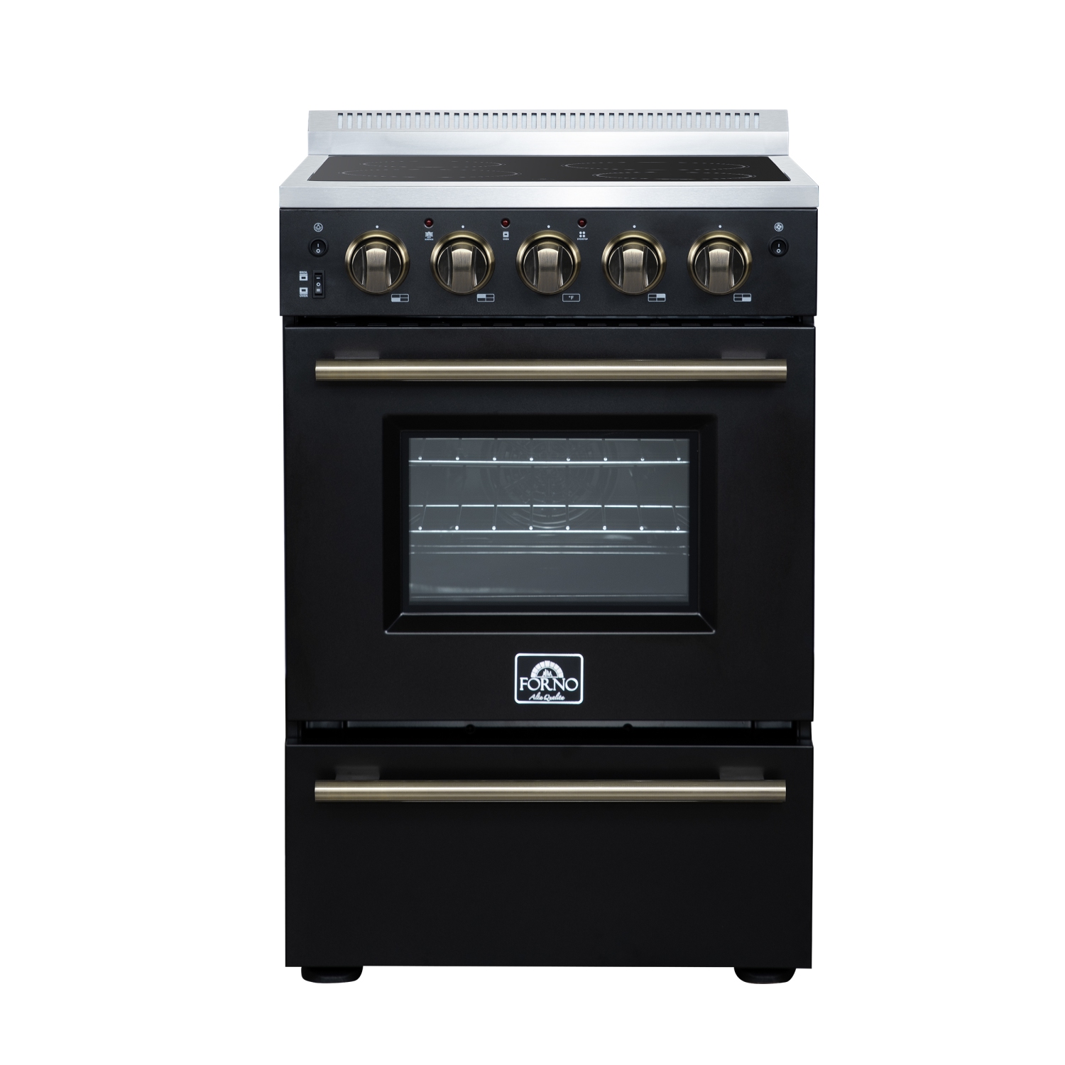 Cuisinière électrique autonome de 24&nbsp;po de Forno Loiano en noir, version Canada, prise et cordon inclus