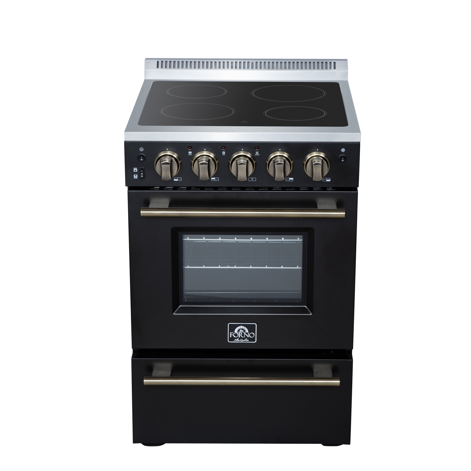 Cuisinière électrique autonome de 24 po de Forno Loiano en noir, version Canada, prise et cordon inclus