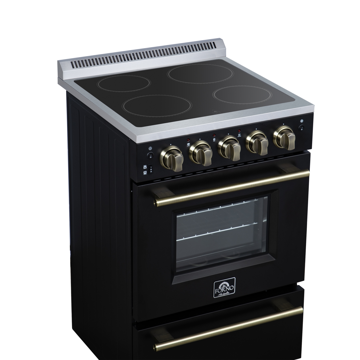 Cuisinière électrique autonome de 24 po de Forno Loiano en noir, version Canada, prise et cordon inclus