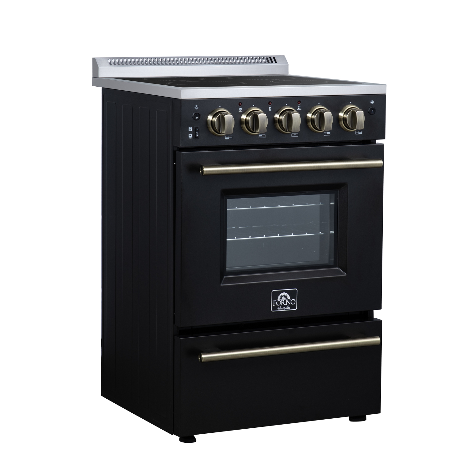 Cuisinière électrique autonome de 24 po de Forno Loiano en noir, version Canada, prise et cordon inclus