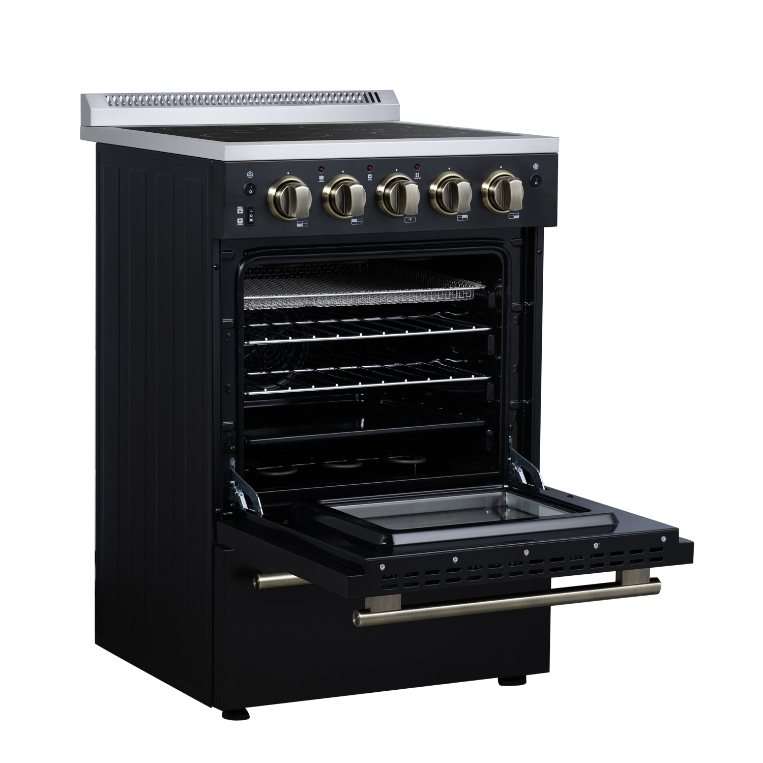 Cuisinière électrique autonome de 24 po de Forno Loiano en noir, version Canada, prise et cordon inclus