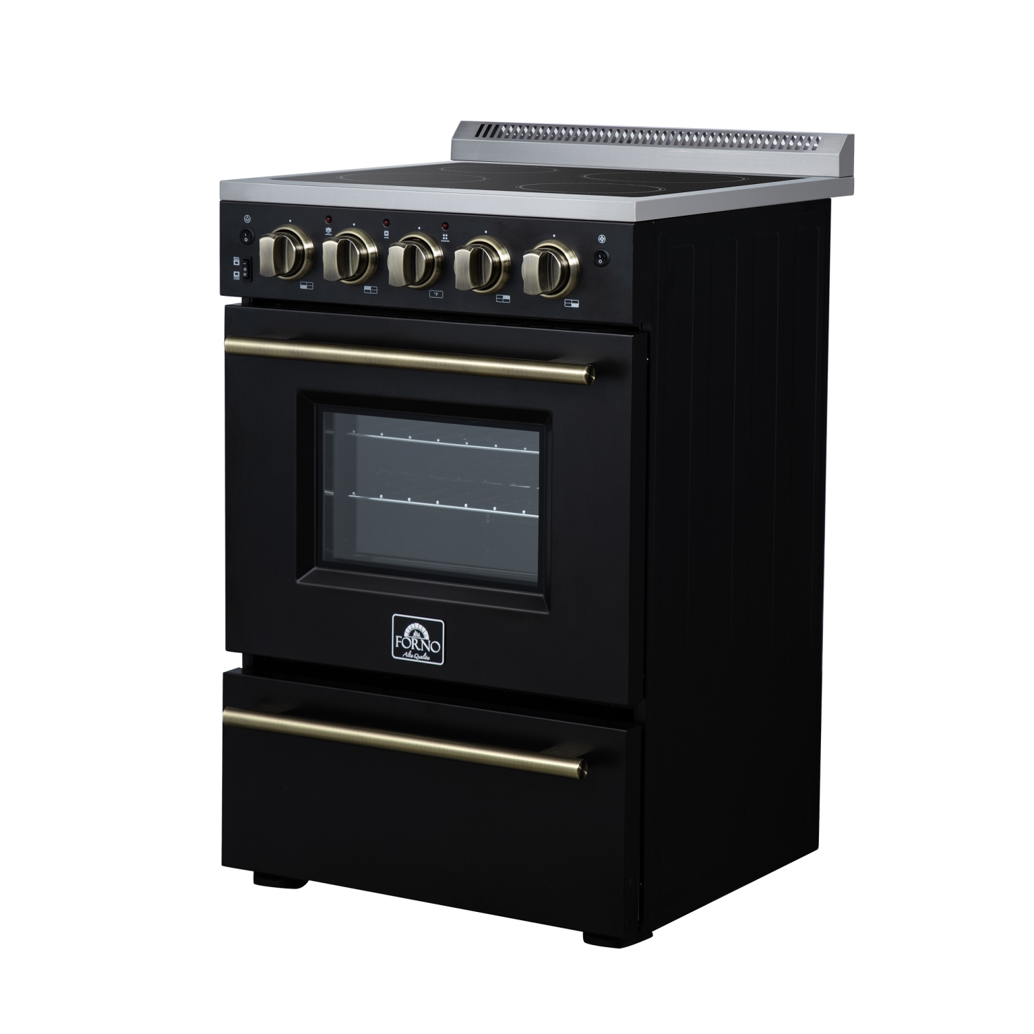 Cuisinière électrique autonome de 24 po de Forno Loiano en noir, version Canada, prise et cordon inclus