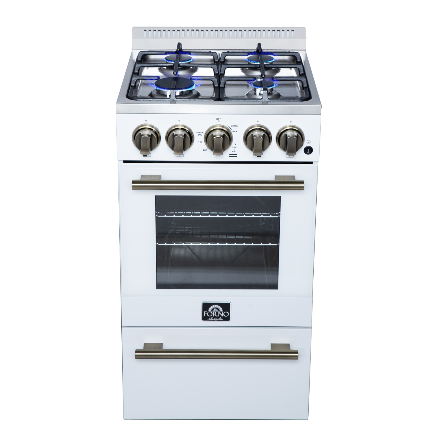 Forno Lamazze 20 Inch Freestanding Gas Range in White, Compact Design