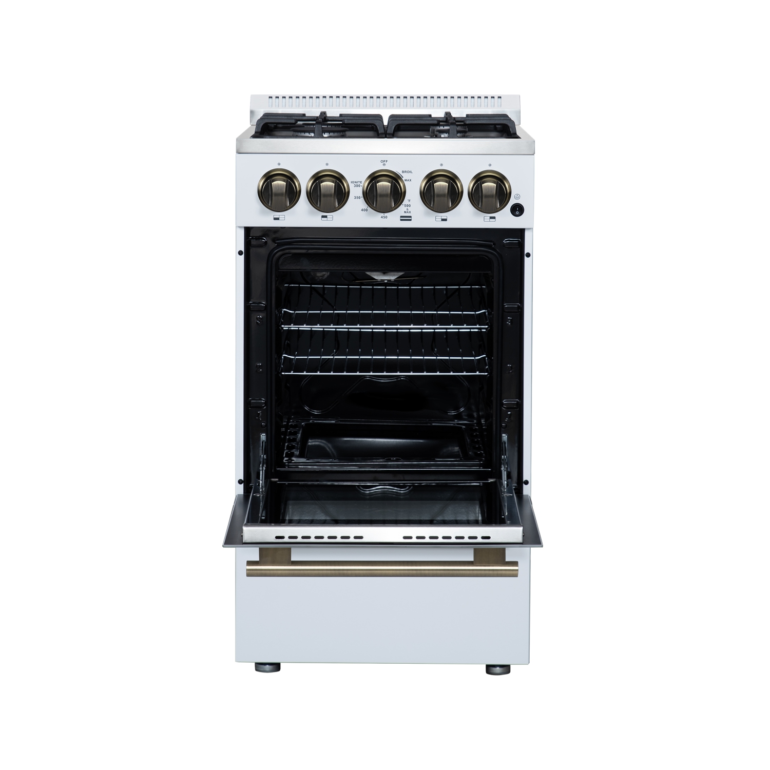 Forno Lamazze 20 Inch Freestanding Gas Range in White, Compact Design
