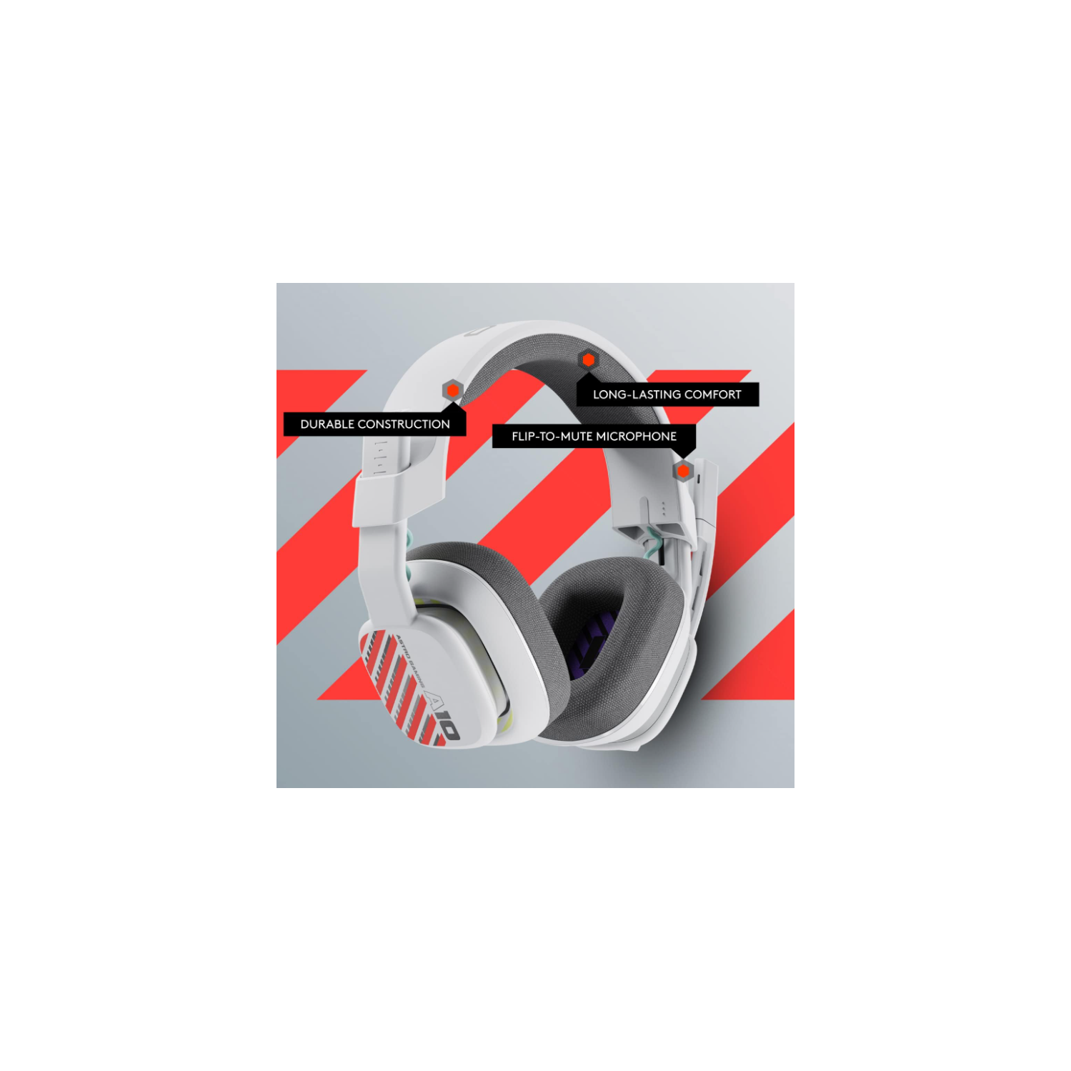 Casque de jeu avec fil 2e génération A10 d'Astro - Casque de jeu avec microphone rabattable pour sourdine - Blanc