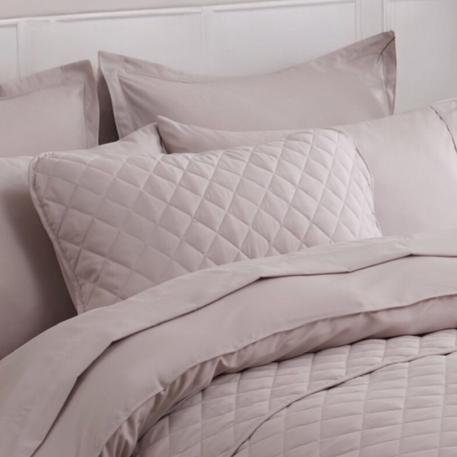 Couvre-oreiller piqué Ocean Fine pour grand lit, 300 fils au pouce carré, doux, respirable et écologique Beige