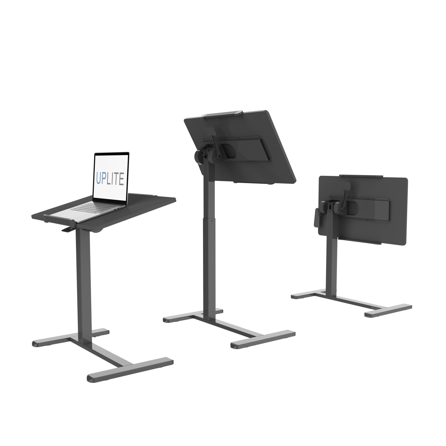 Uplite Height Adjustable Overbed Laptop Desk with Wheels, Rolling Bedside Tray for Office, Hospitable & Home Use - Tilting Sit Stand Desk Cart