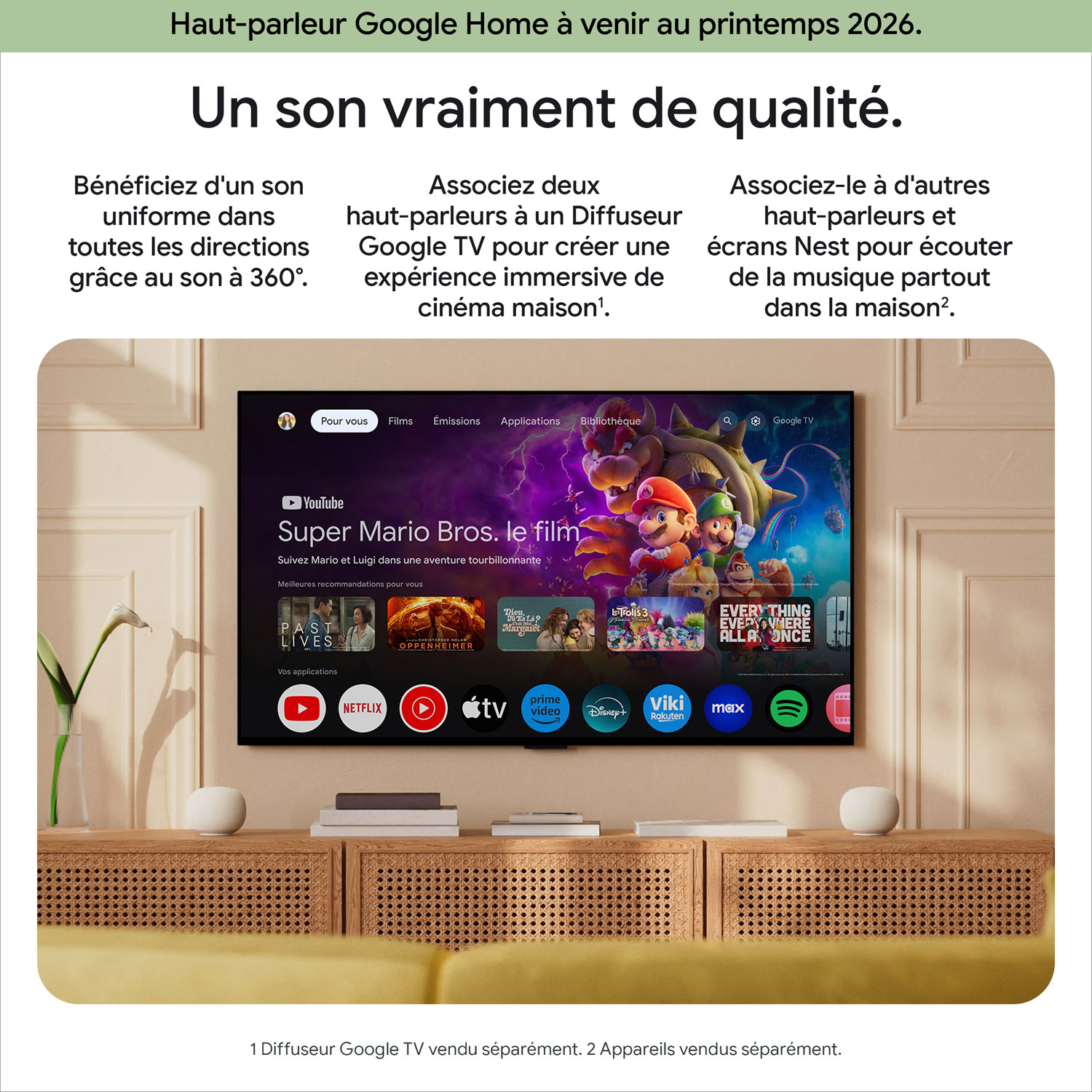 Haut-parleur intelligent Google Home avec Assistant Google - Vert lichen - Printemps 2026
