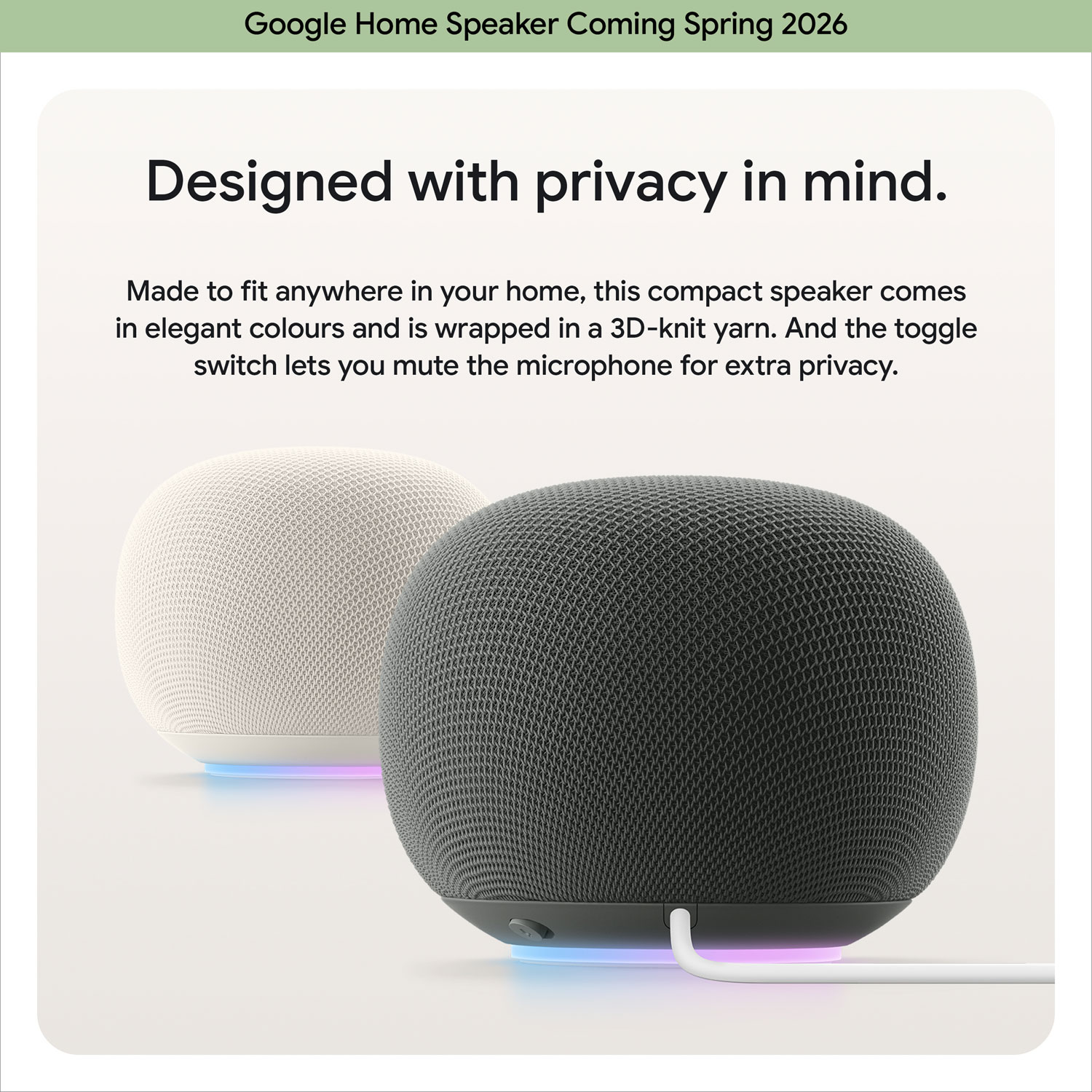 Haut-parleur intelligent Google Home avec Assistant Google - Vert lichen - Printemps 2026