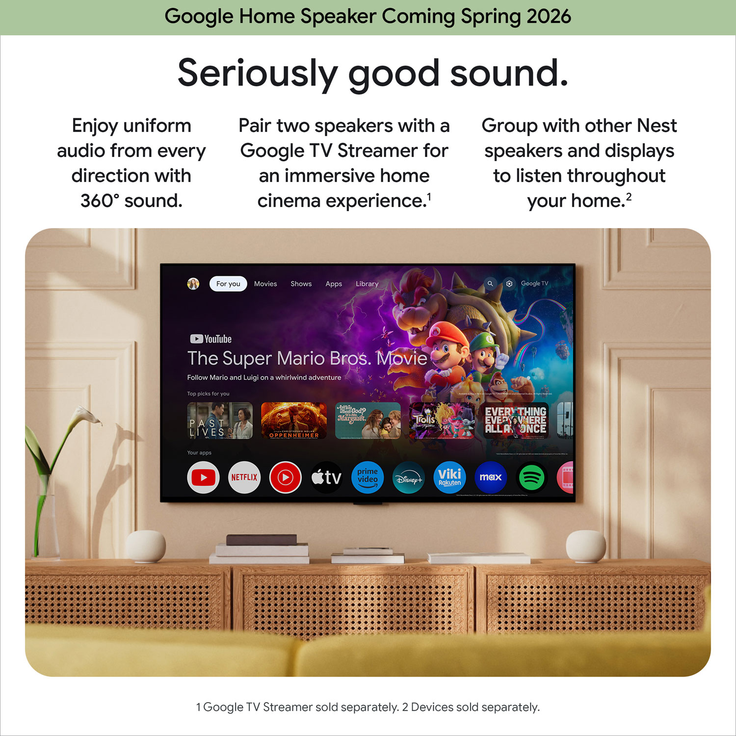 Haut-parleur intelligent Google Home avec Assistant Google - Porcelaine - Printemps 2026