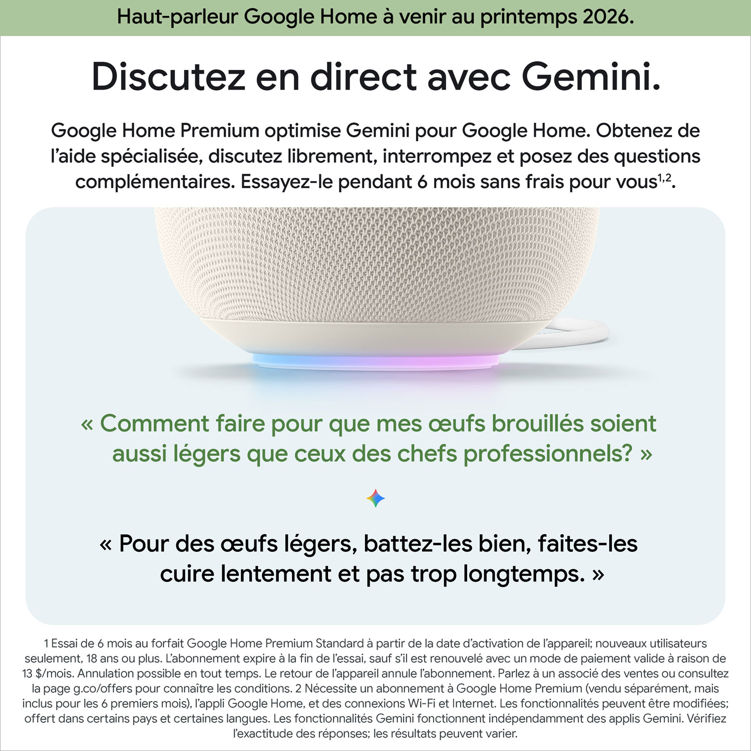 Haut-parleur intelligent Google Home avec Assistant Google - Porcelaine - Printemps 2026