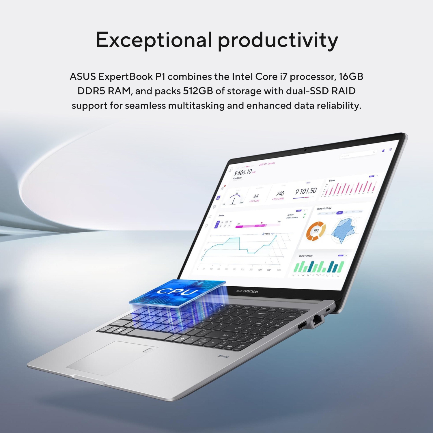 Portable ExpertBook P1 15 11&nbsp;po ASUS - Gris vaporeux (P1503CVA-P716512-CA)