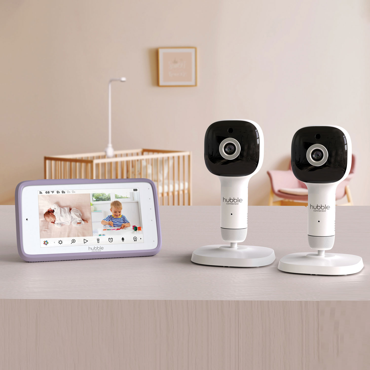 Interphone de surveillance intelligent SkyVision AI Pro Twin de Hubble Connected avec 2 caméras, suivi du sommeil, vision nocturne et