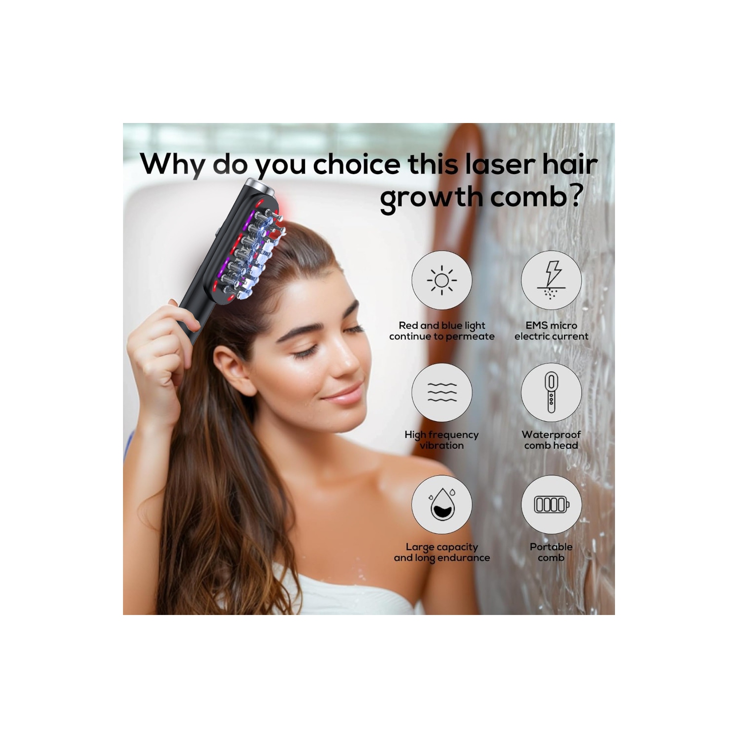 Electric Scalp Massage Brush 2-in-1 Head Massage Brush for Hair Growth & Loss Prevention Rechargeable Therapy Hair Head Massager