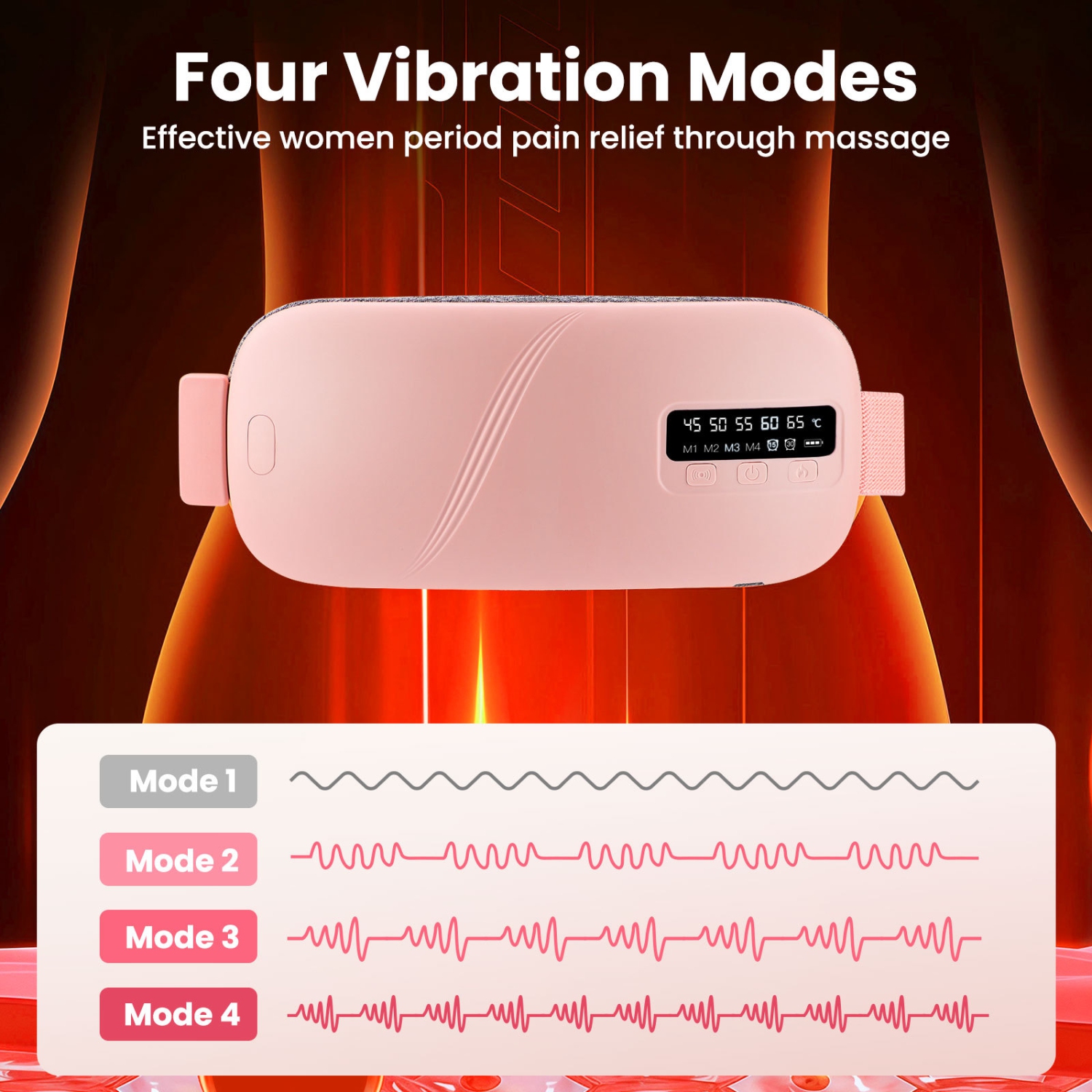 Electric Period Cramp Massager Vibrating Heating Belt for Menstrual Waist Stomach Abdominal Waist Massage Tools