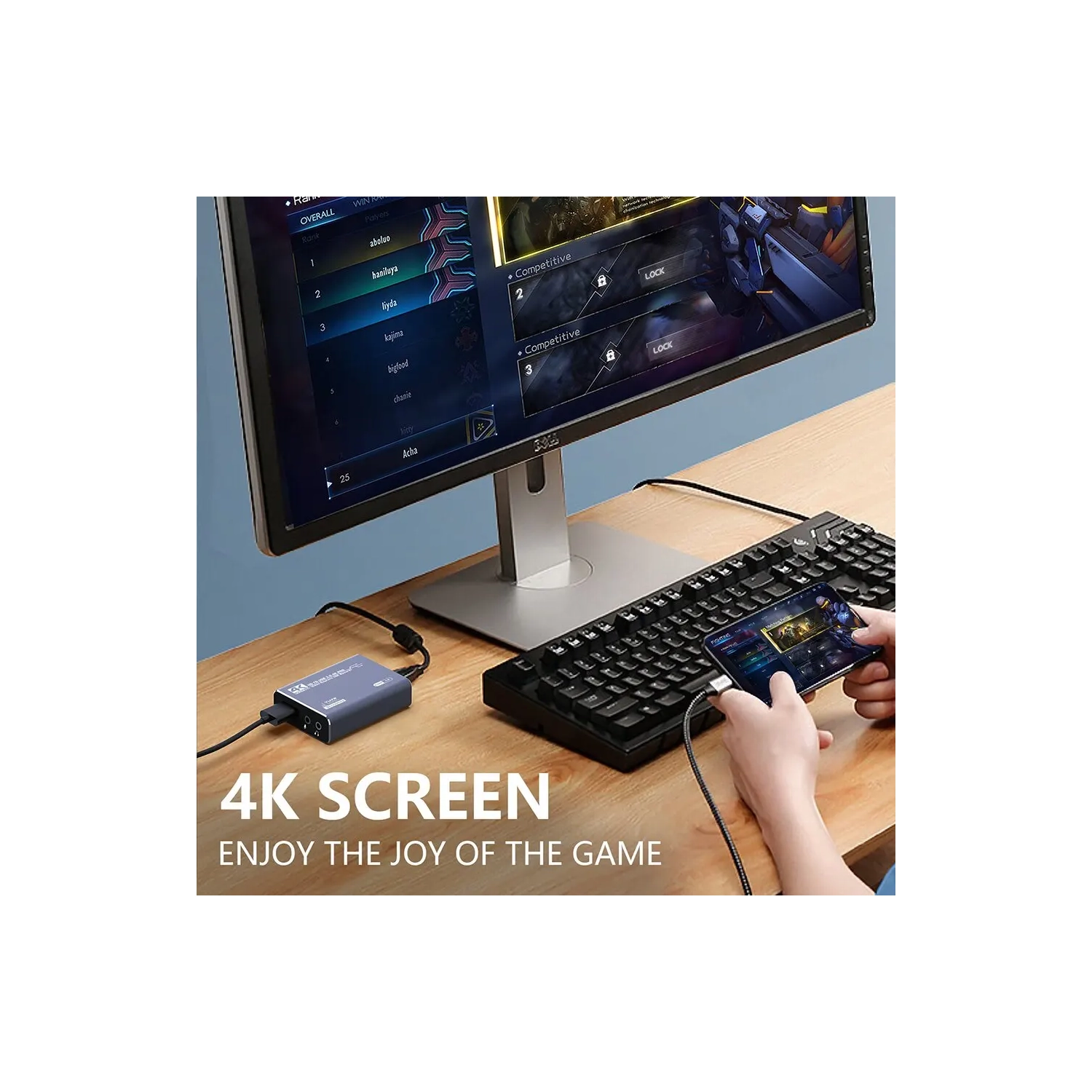 Carte de saisie 4K grise pour la diffusion en continu, l'enregistrement et les jeux vidéo – Appareil de saisie vidéo HDMI avec USB 3,0, 1080p ,