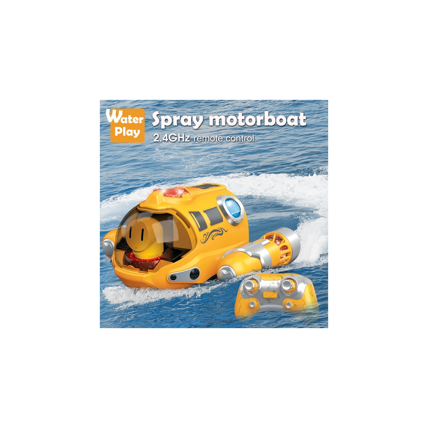 Bateau téléguidé étanche de 2,4&nbsp;GHz avec pompe à eau et lumières DEL Lacs et jouets de piscine - Rouge