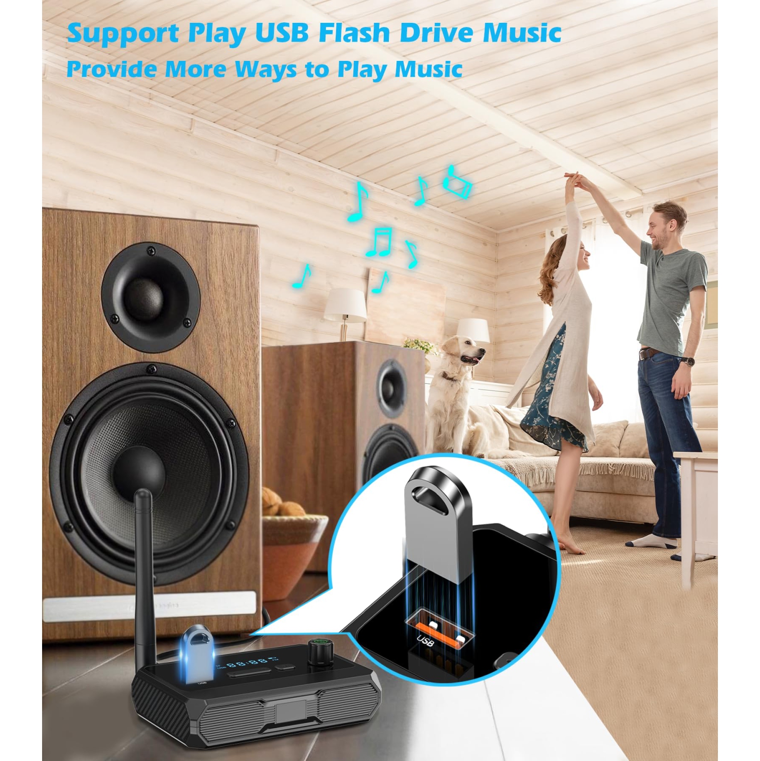 Récepteur Bluetooth 5,3, écran numérique intelligent Adaptateur coaxial à fibre optique prenant en charge deux canaux, fibre optique et sortie