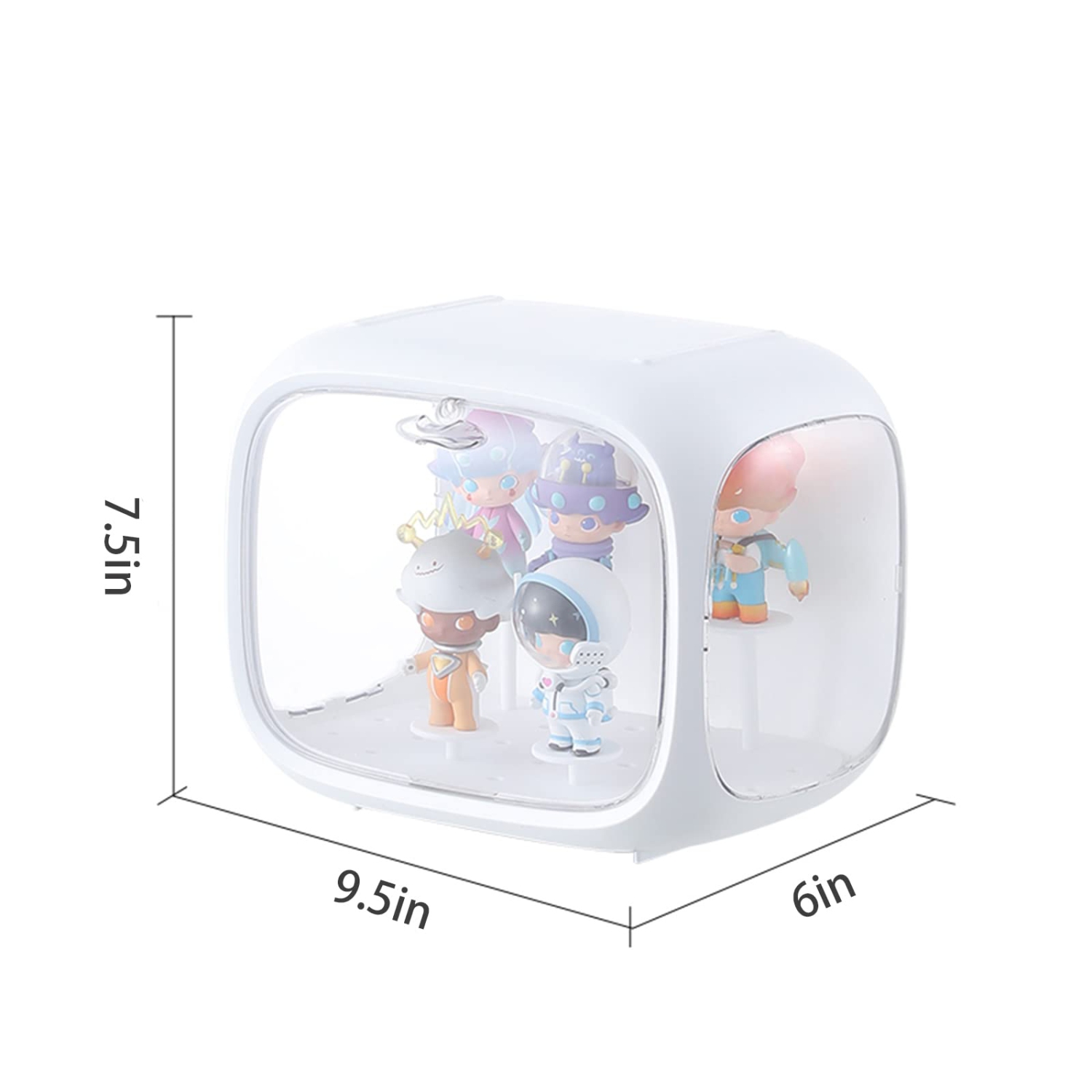 Lighted Figure Storage Display Box, Acrylic Transparent Display Space Capsule, Suitable for Pop Mart, Harry Potter Figures