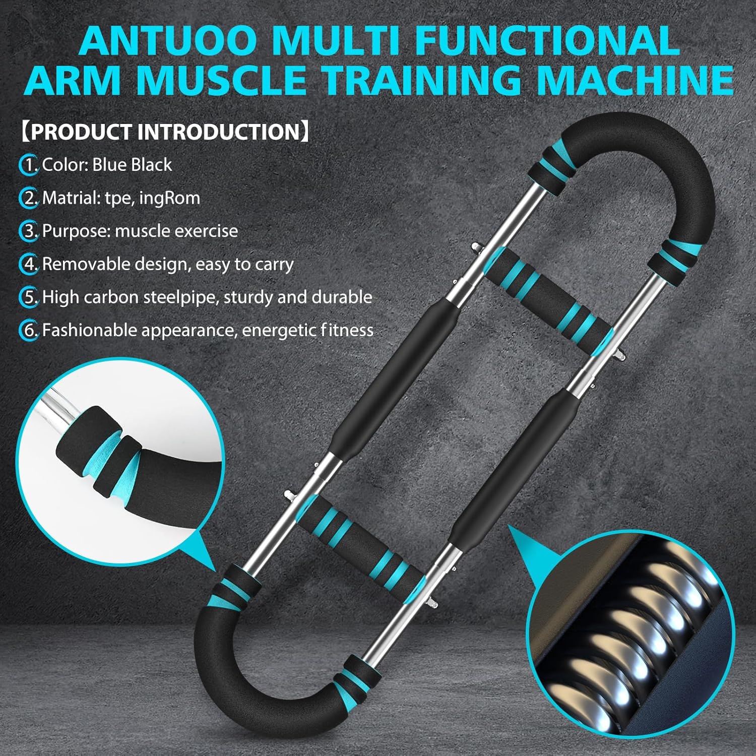 Twister Arm Trainer,60-100lb Adjustable Chest Workout Bar,Power Arm Trainer for Men,Shoulder Arm Equipment,Forearm Strengthener,Portable Detachable