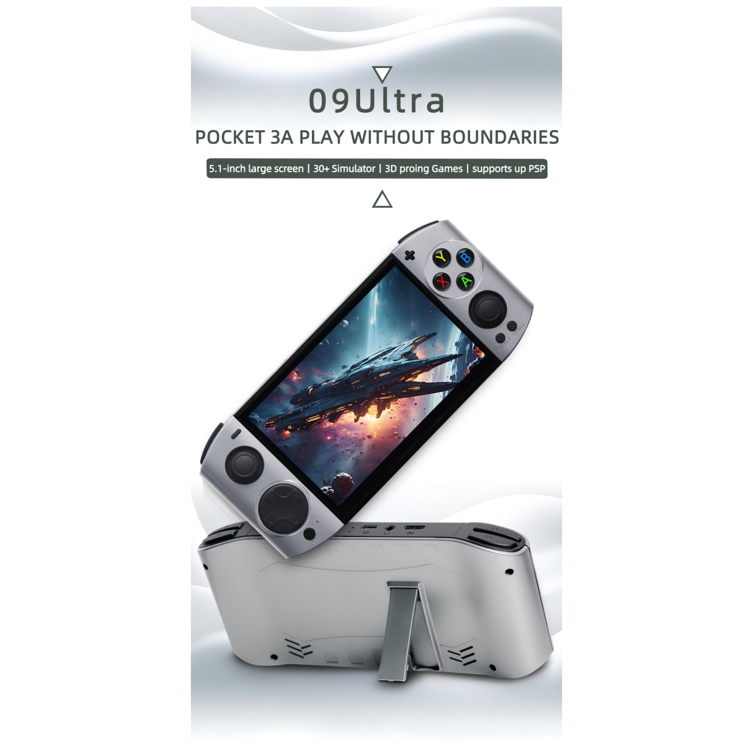 Ultra 09-console de jeu rétro nostalgique SUP système LINUX rétro nostalgique PSP portable open source 5,1 pouces écran OLED HD 64GUltra 09