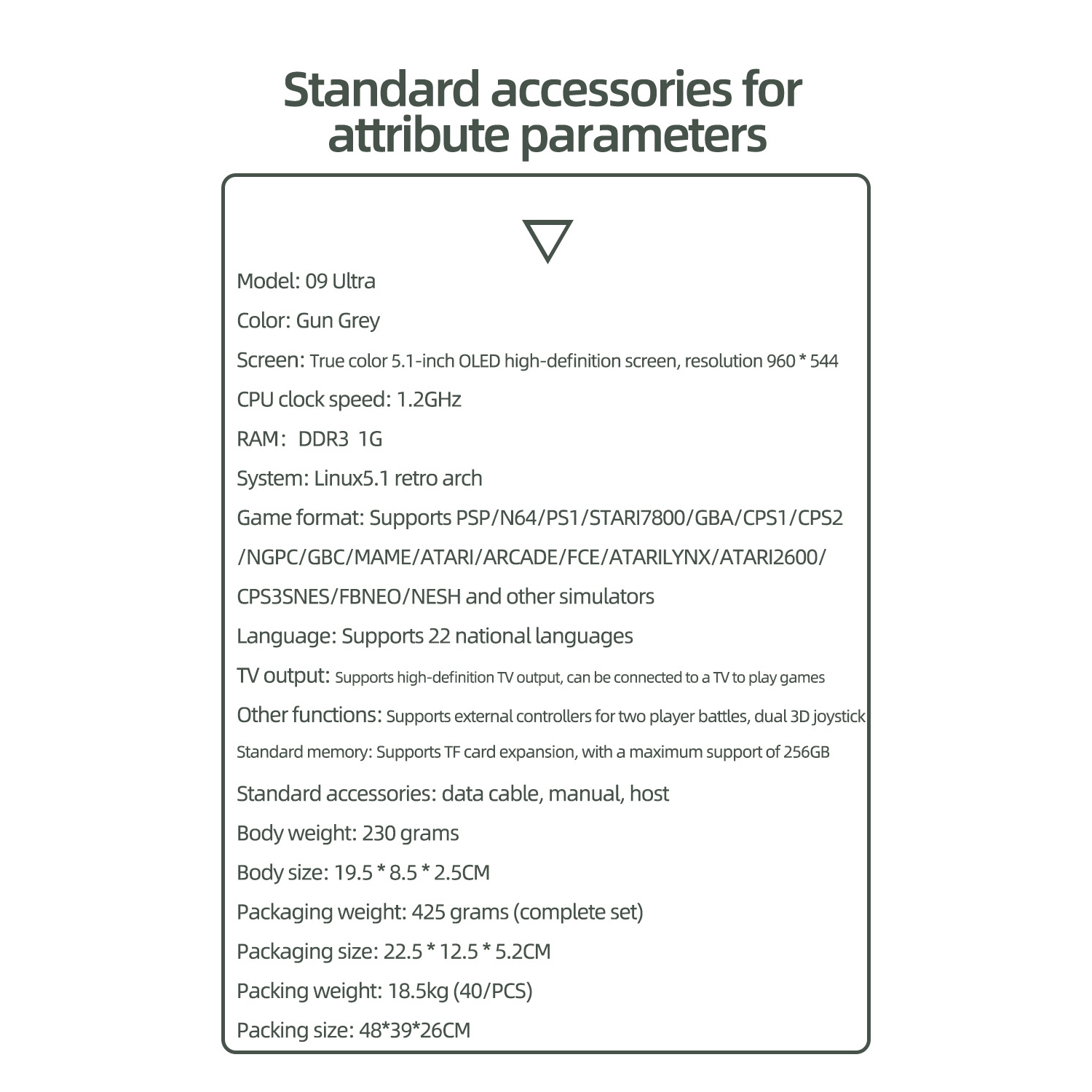 Ultra 09-console de jeu rétro nostalgique SUP système LINUX rétro nostalgique PSP portable open source 5,1 pouces écran OLED HD 64GUltra 09