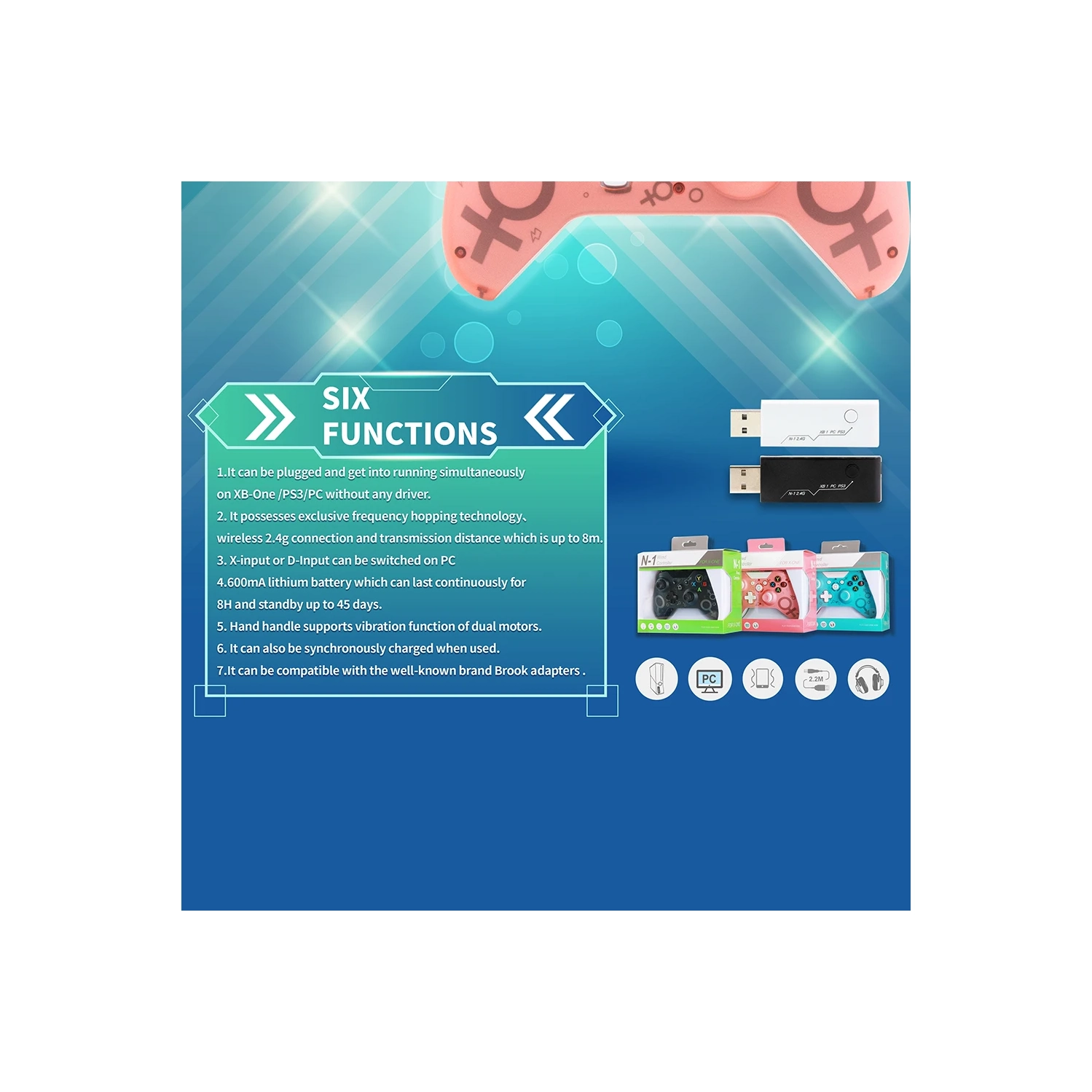 New XBOX controller N1-PC wireless 2.4G controller universal USB game controller computer Steam controller supports XBOX host/PC computer/Steam