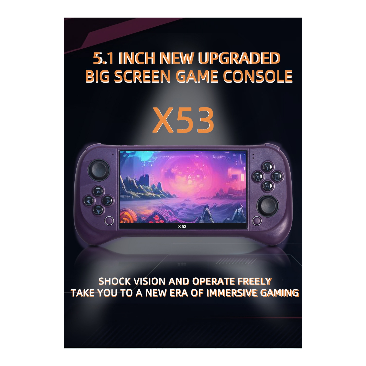 Console de jeu portative X53 Console de jeu à grand écran HD de 5,1 pouces connectée à un téléviseur rétro nostalgique GBA arcade, musique vidéo