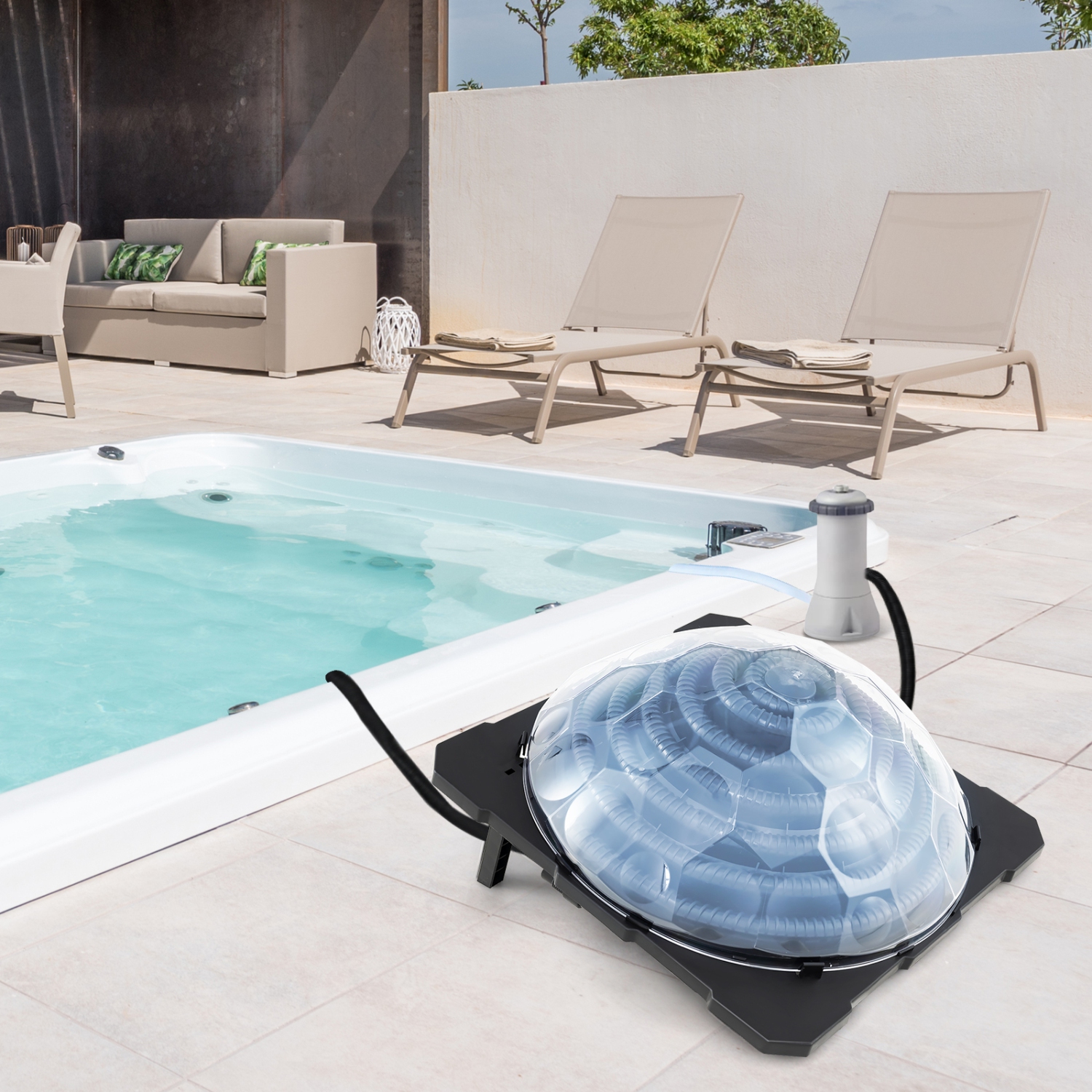 Gymax Solar Dome Heater w/ Transparent Cover Black Heating Coil Foldable Legs