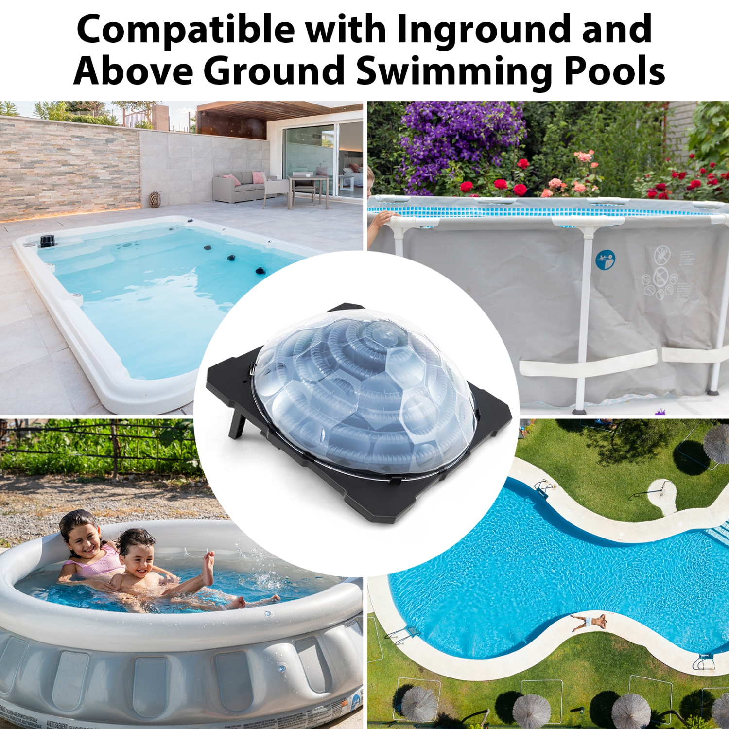 Gymax Solar Dome Heater w/ Transparent Cover Black Heating Coil Foldable Legs